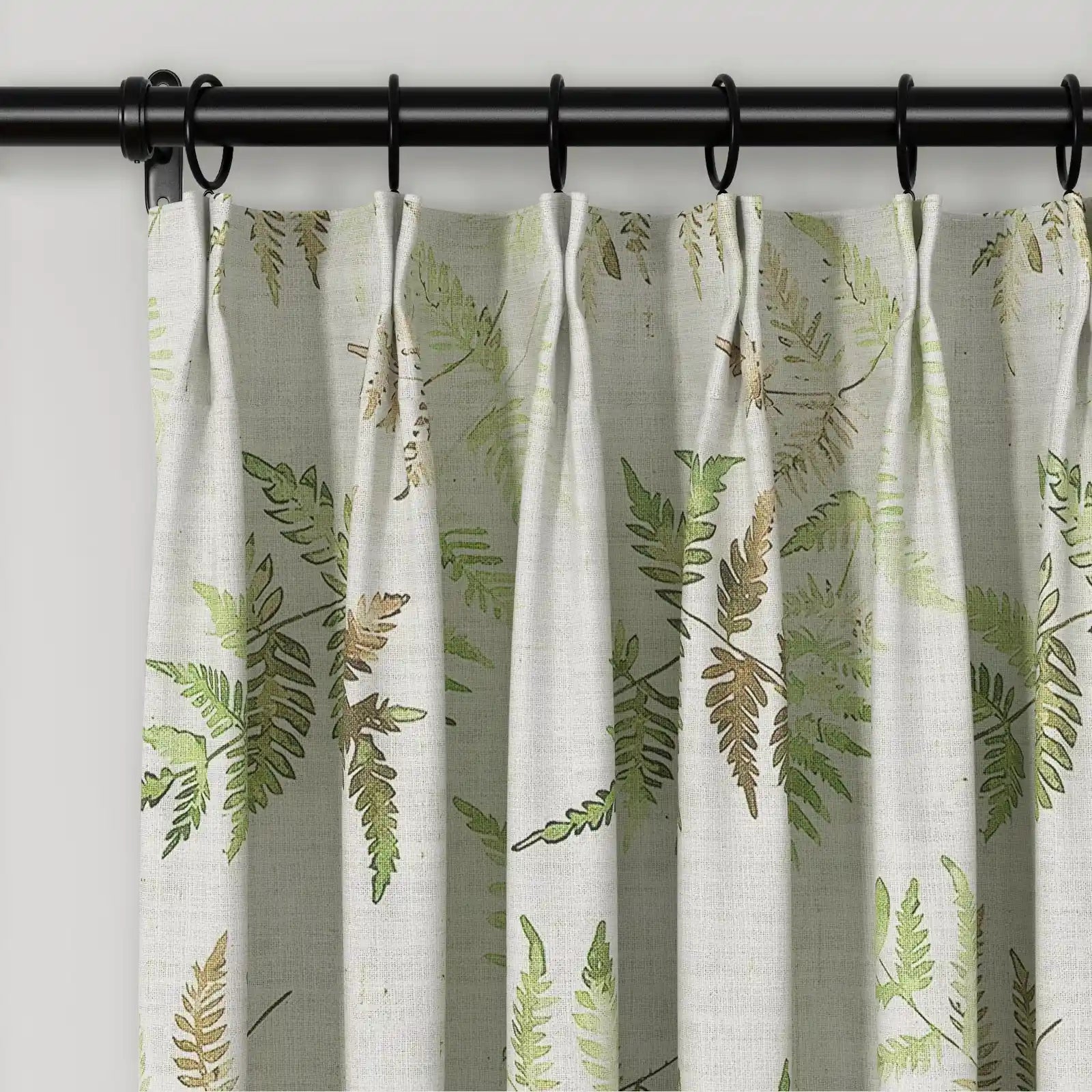 Bohemian Botanical Pleated Drapery Curtains - 52 Inch Width - Elegant Boho Home Decor for Living Room & Bedroom