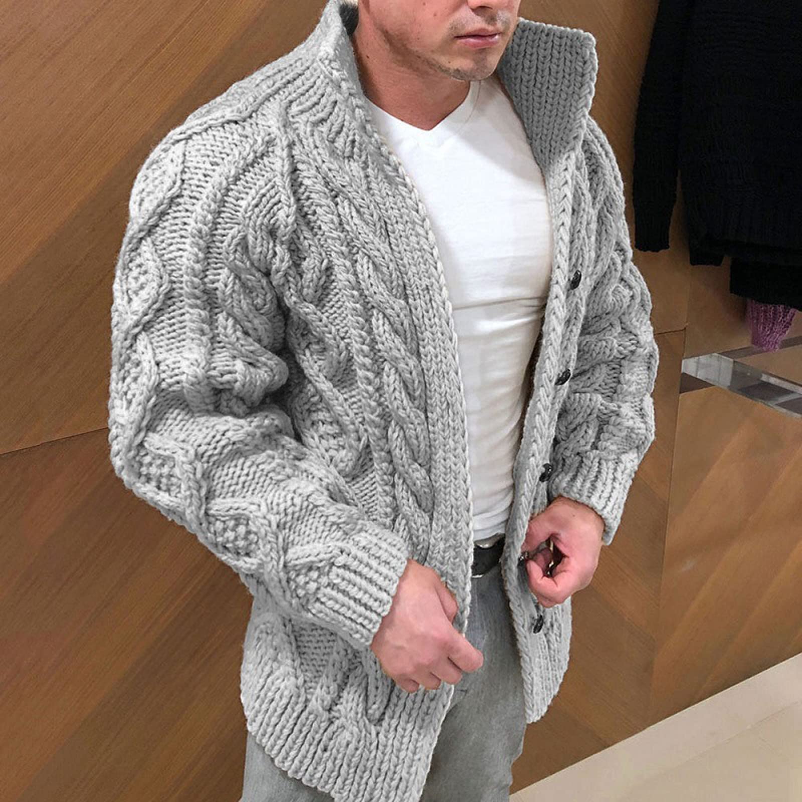 Vintage Cable Knit Cardigan Sweater for Men - Button Down Long Sleeve Casual Knitwear | Perfect for Fall, Winter & Office Wear