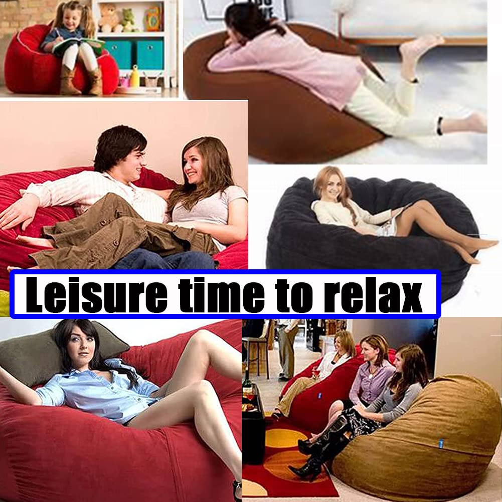Large Microsuede Bean Bag Chair Cover - Plush Toy Storage Bag & Sofa Bed with Foam Filling, Breathable & Comfortable for Adults - Perfect for Living Rooms, Game Rooms & Dorm Decor