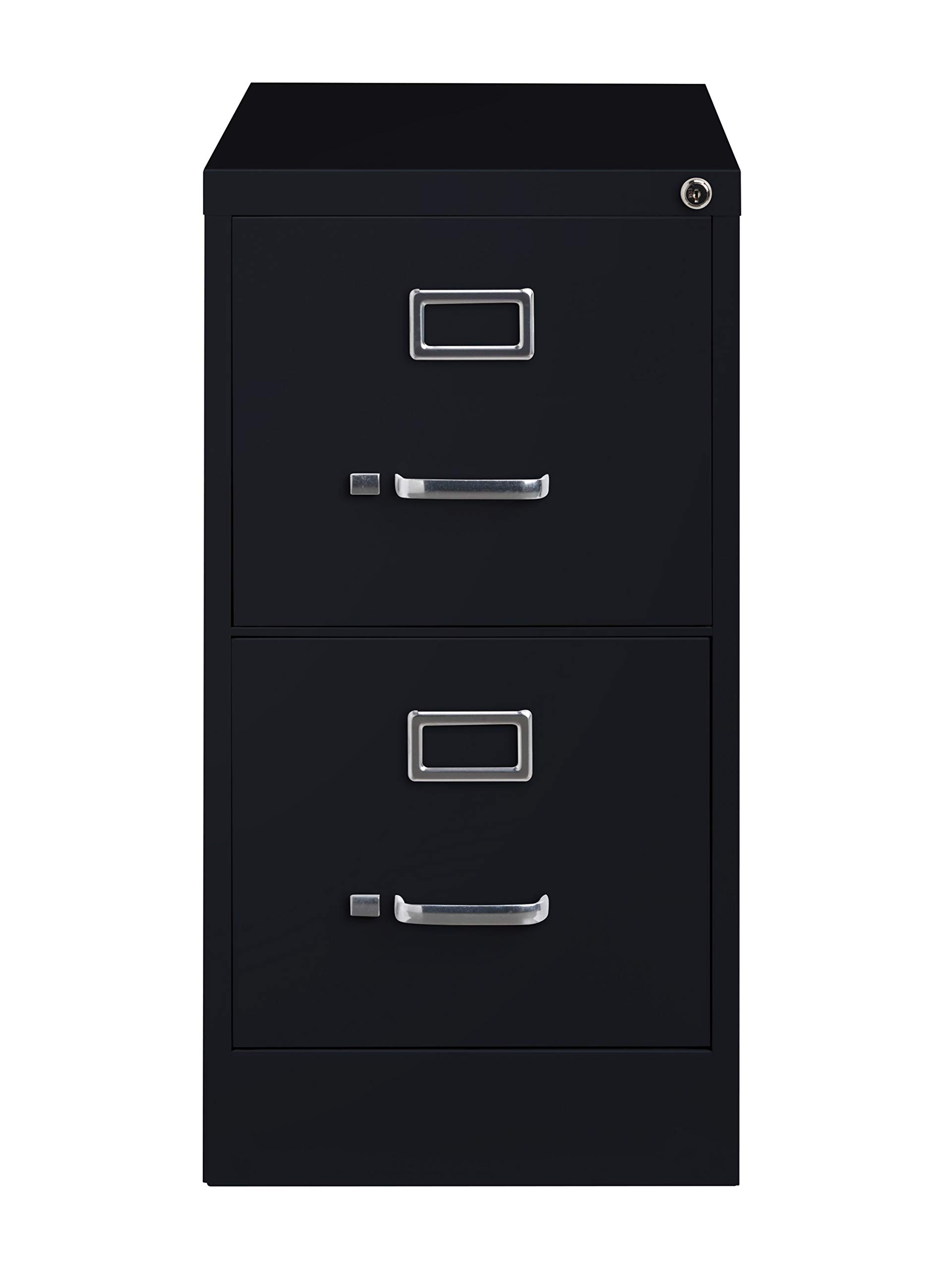 26.5 Inch Black Metal File Cabinet - 2-Drawer Vertical Letter Size for Home & Office Storage | Organize Documents, Files & Supplies in Style