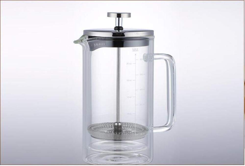 Double Wall Heat-Resistant Glass French Press Coffee Maker - 600ML Hand Press Filter for Rich Brewing - Perfect for Home, Office & Camping Coffee Lovers