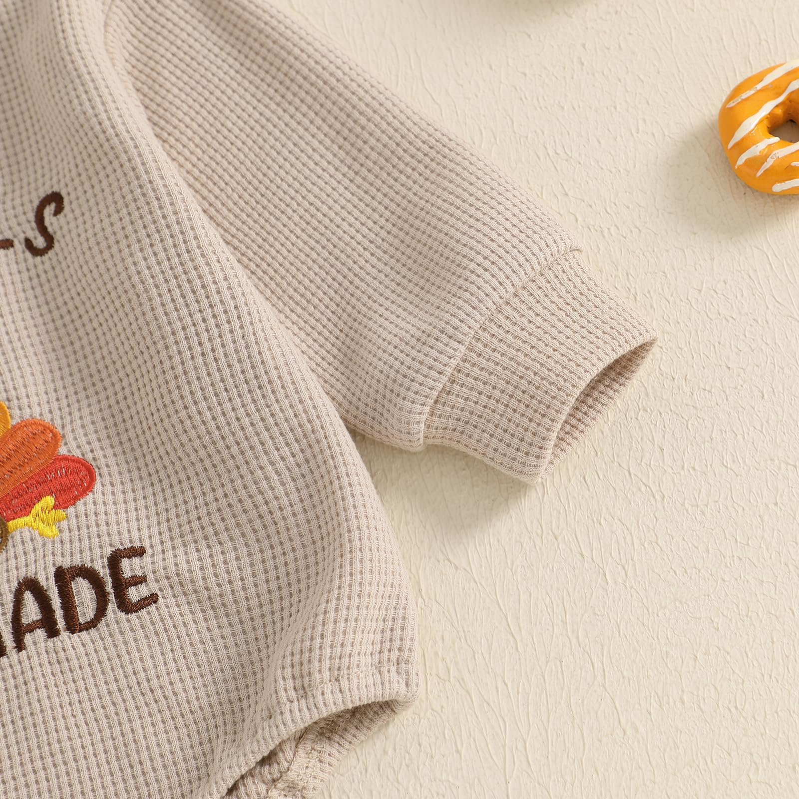 Omkzanbi Thanksgiving Baby Outfit - Neutral Fall Jumpsuit for Boys & Girls | Turkey Bubble Romper & Homemade Waffle Bodysuit | Perfect for Family Gatherings, Photo Shoots & Holiday Celebrations
