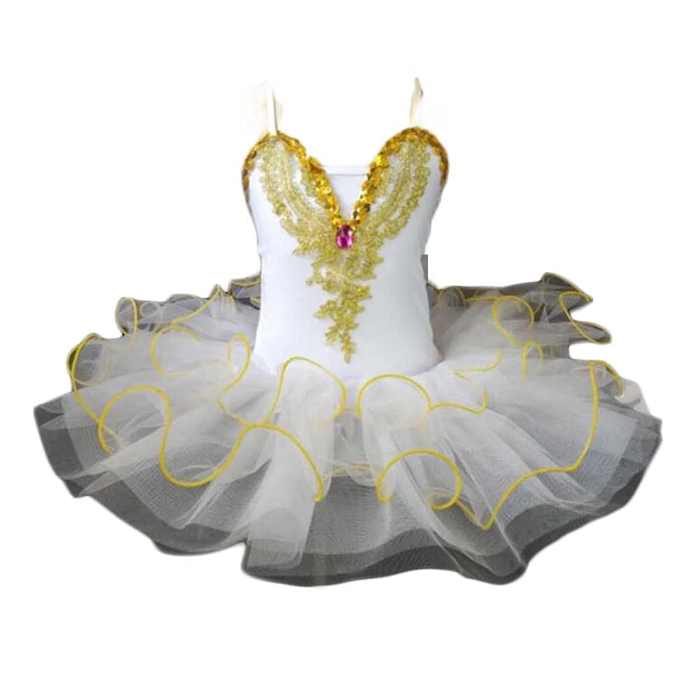 White Ballet Tutu Skirt for Girls - Princess Swan Dance Dress with Gauze Layers - Perfect for Ballet Performances, Recitals, and Dance Competitions