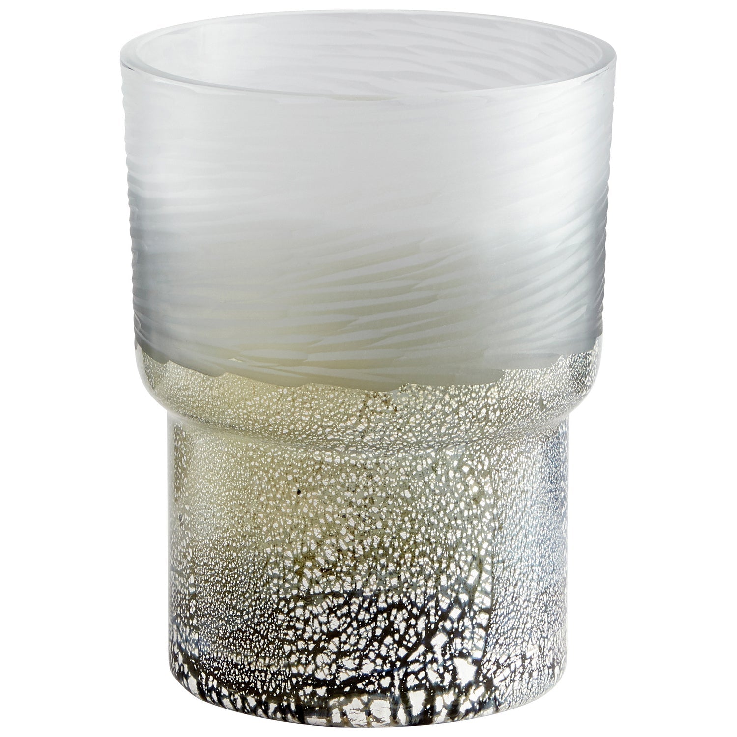 Cyan Design 11096 Canyonland Vase - Clear Glass with Gilded Silver Accents, Squat Shape for Home Decor, Centerpiece, Wedding & Tabletop Display
