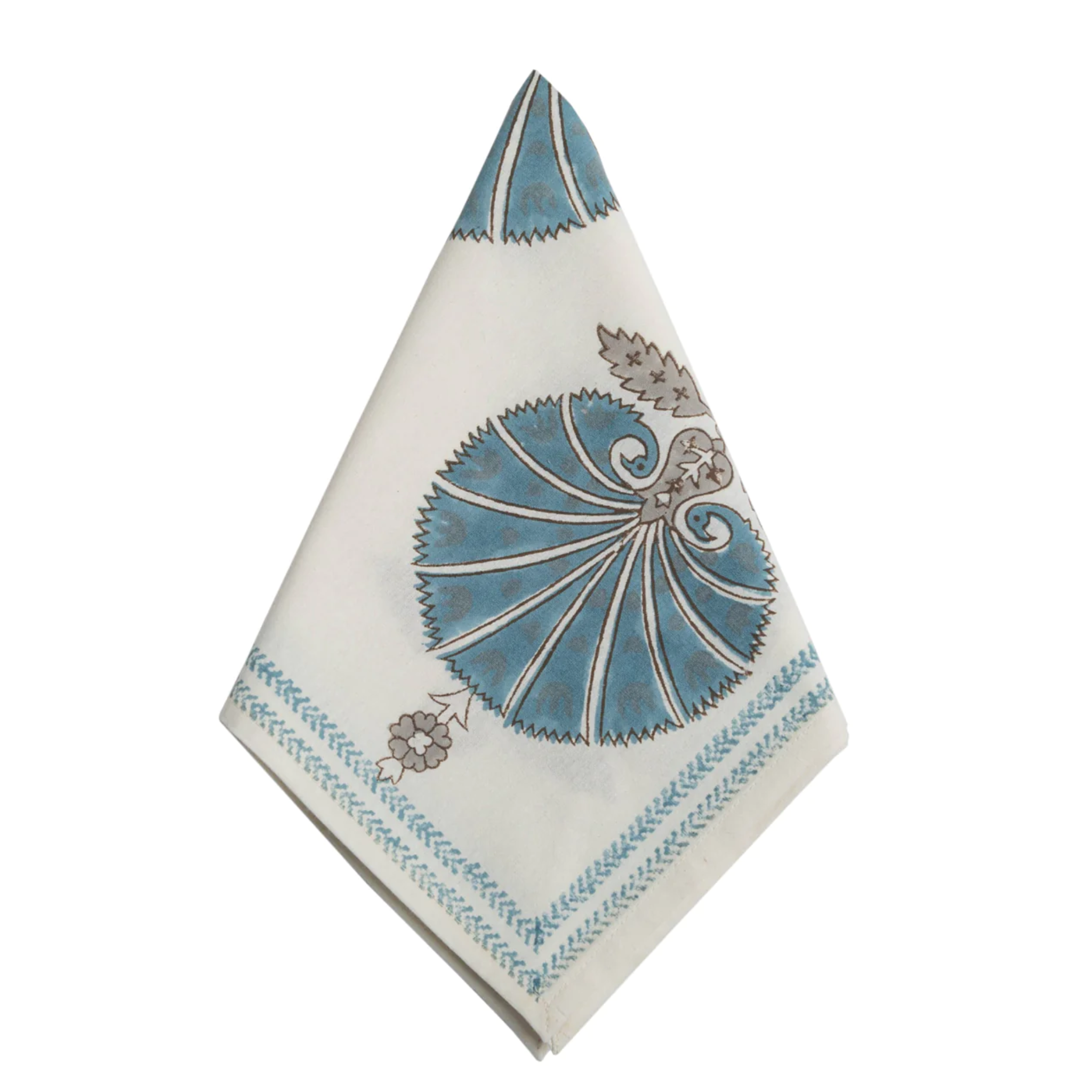 Premium Blue Shell Cabana Printed Cotton Napkins - Soft & Absorbent for Beach Parties, Picnics & Summer Dining Decor