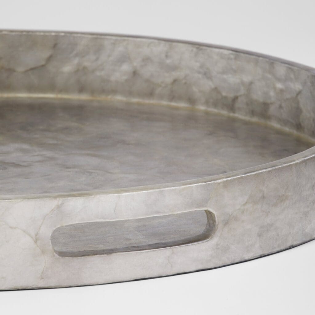 Cyan Design 11689 Triton 24 Inch Round Decorative Tray - Smoke Finish - Large Serving Tray for Dining Table, Coffee Table, or Wall Decor