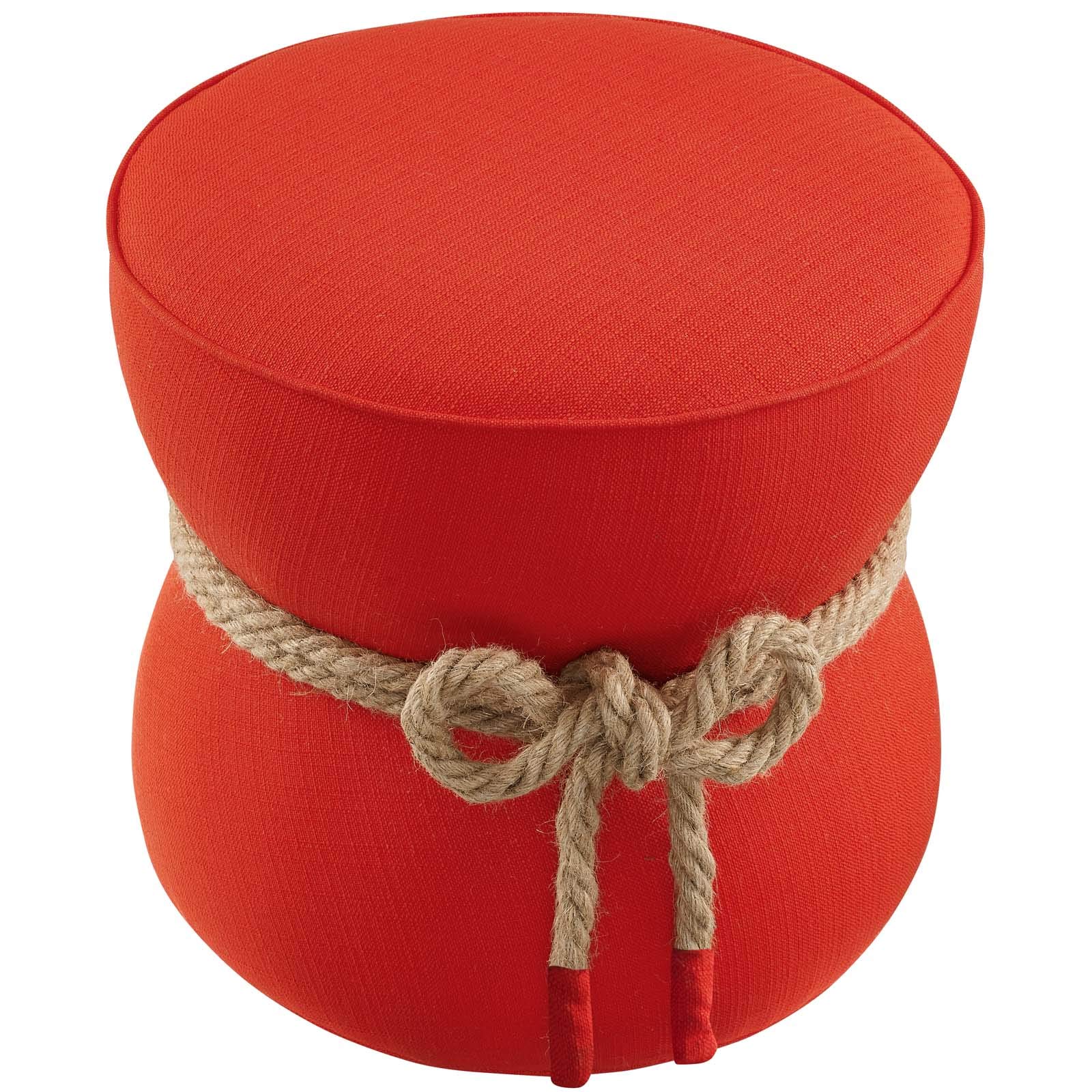 Modern Accent Chair with Ottoman - Contemporary Designer Living Room Lounge Club Lobby Furniture - Orange Red Fabric Upholstery - Perfect for Home, Office, Hotel & Waiting Areas