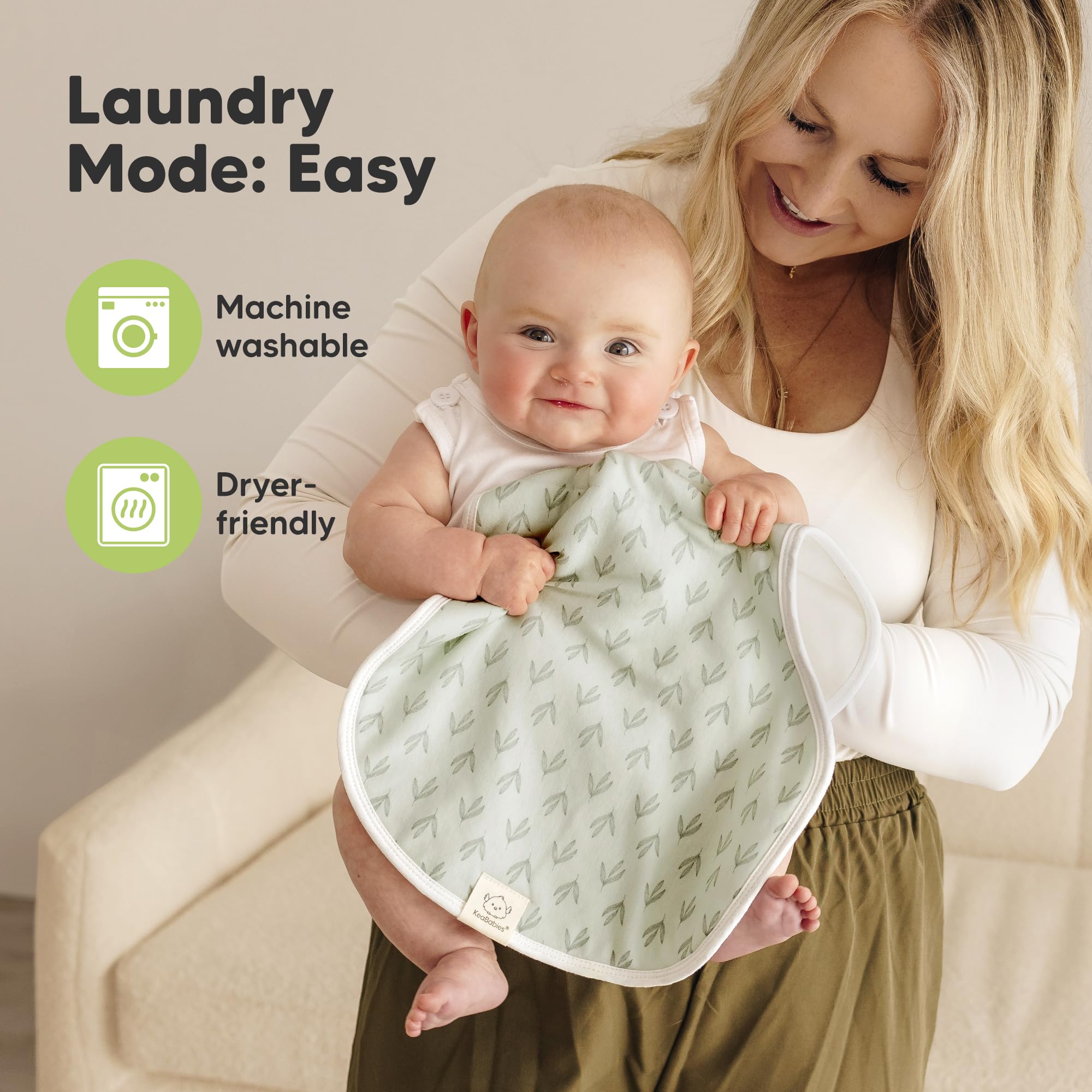 KeaBabies 4-Pack Organic Cotton Baby Burp Cloths - Extra Large, Super Absorbent & Ultra Soft Burping Cloths for Newborns & Infants (Girl & Boy) - Perfect for Feeding, Spit-Up Protection & Gentle Skin Care (Fleur Design)