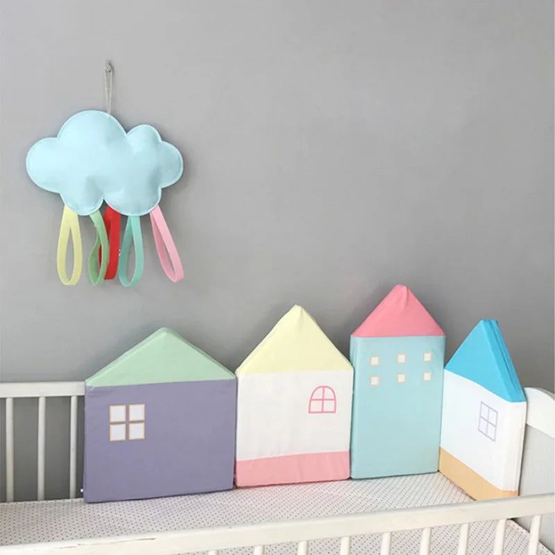Pastel Houses Theme Baby Crib Bumper - Soft Nursery Bedding for Safe & Comfortable Sleep | Perfect for Newborns, Infants & Toddlers | Nursery Decor & Room Essentials