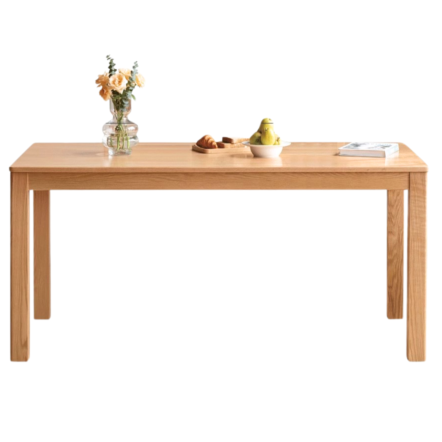 Premium Oak Solid Wood Nordic Dining Table - Modern Scandinavian Style for Kitchen, Dining Room & Small Spaces