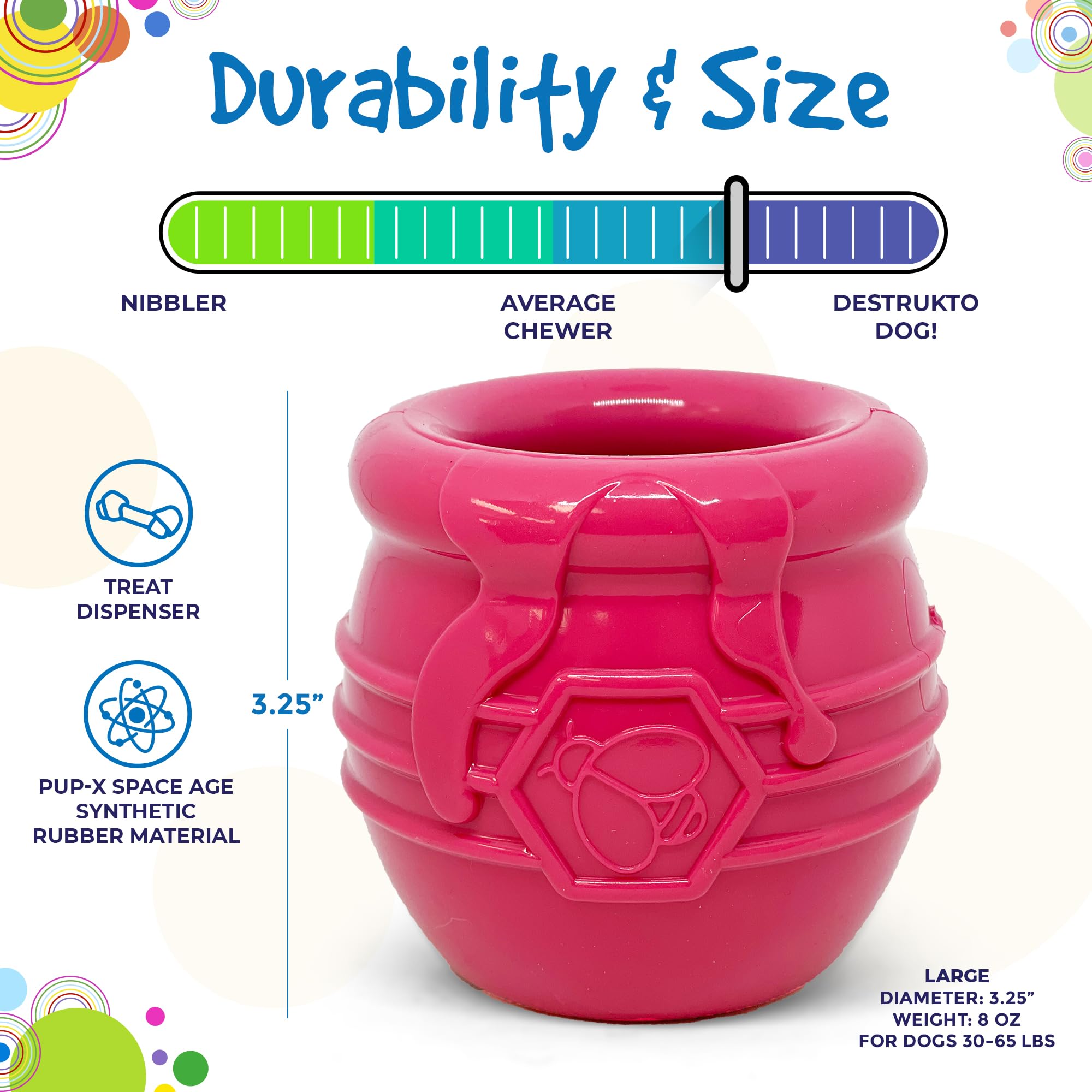 **SodaPup Honey Pot – Durable Dog Treat Dispenser & Enrichment Toy – Non-Toxic, Pet-Safe Natural Rubber – Made in USA – Mental Stimulation & Anxiety Relief – Perfect for Training, Boredom Relief & Playtime**