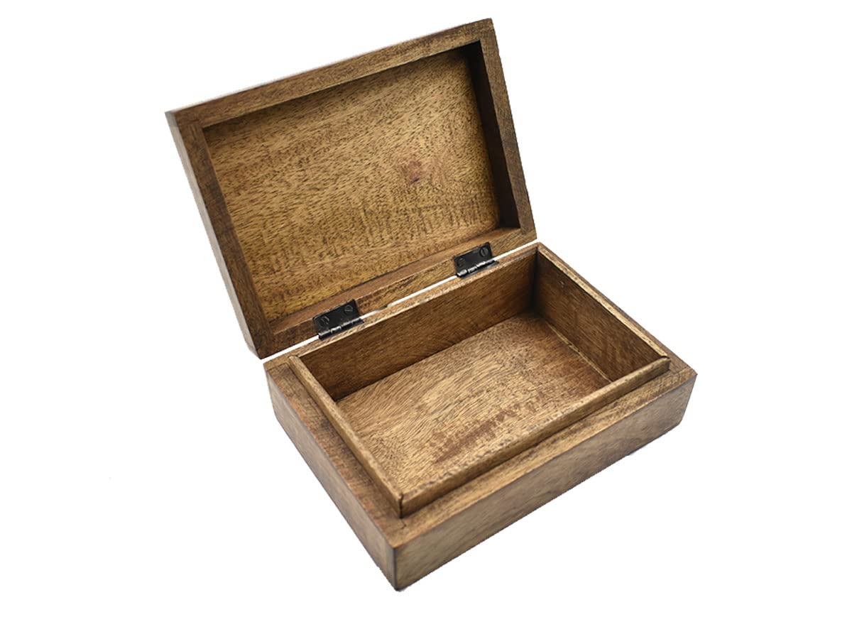 Handmade Wooden Jewelry Box with Heart Carving - Keepsake Storage Organizer for Women & Girls - Perfect for Rings, Necklaces & Small Treasures - Gift for Birthday, Anniversary & Valentines Day