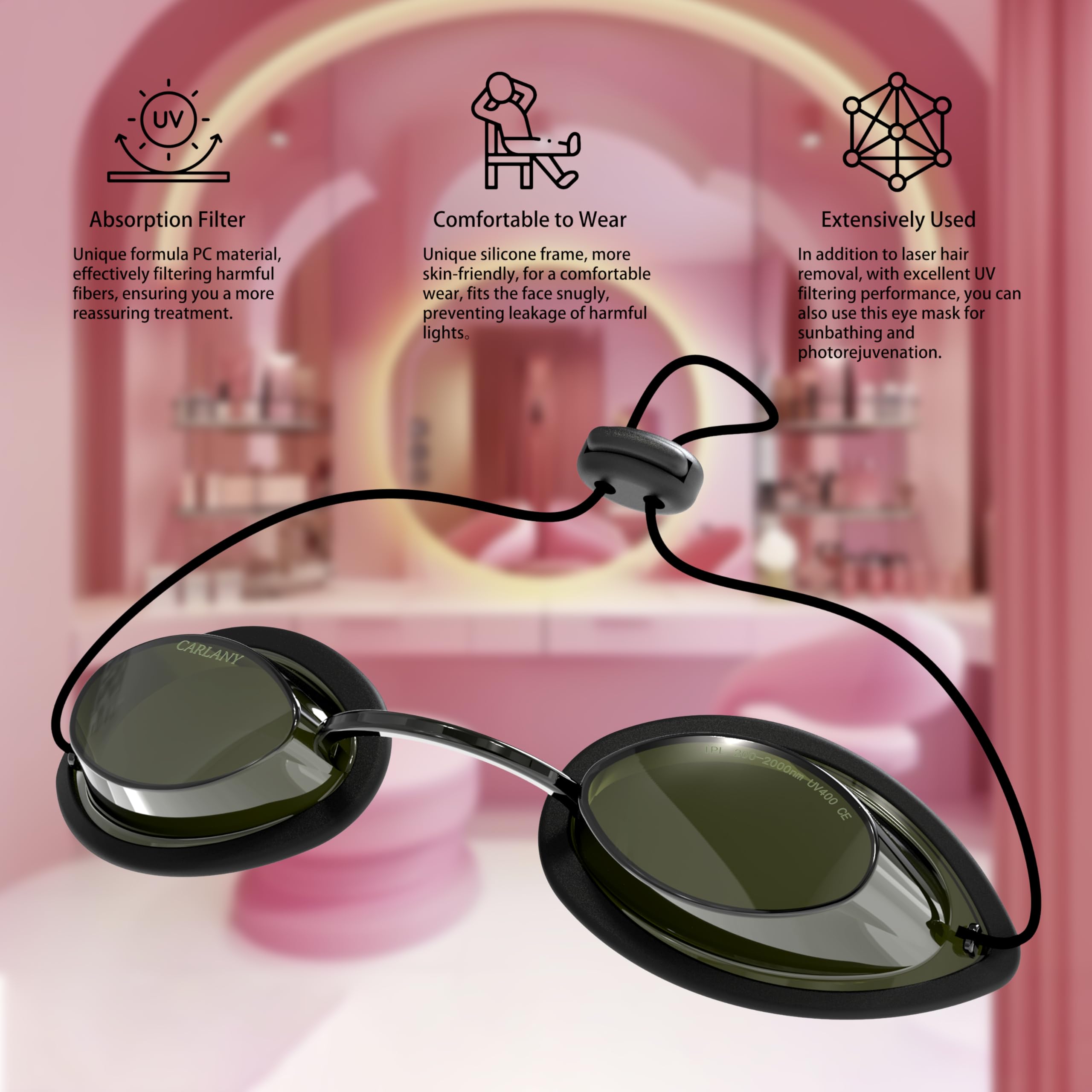 200nm-2000nm Laser Safety Goggles - OD4+ UV400 Protection Glasses for IPL, Tanning & Hair Removal - Anti-Fog, Clear Lens for Visibility - Perfect for Laser Clinics, Salons & DIY Home Use
