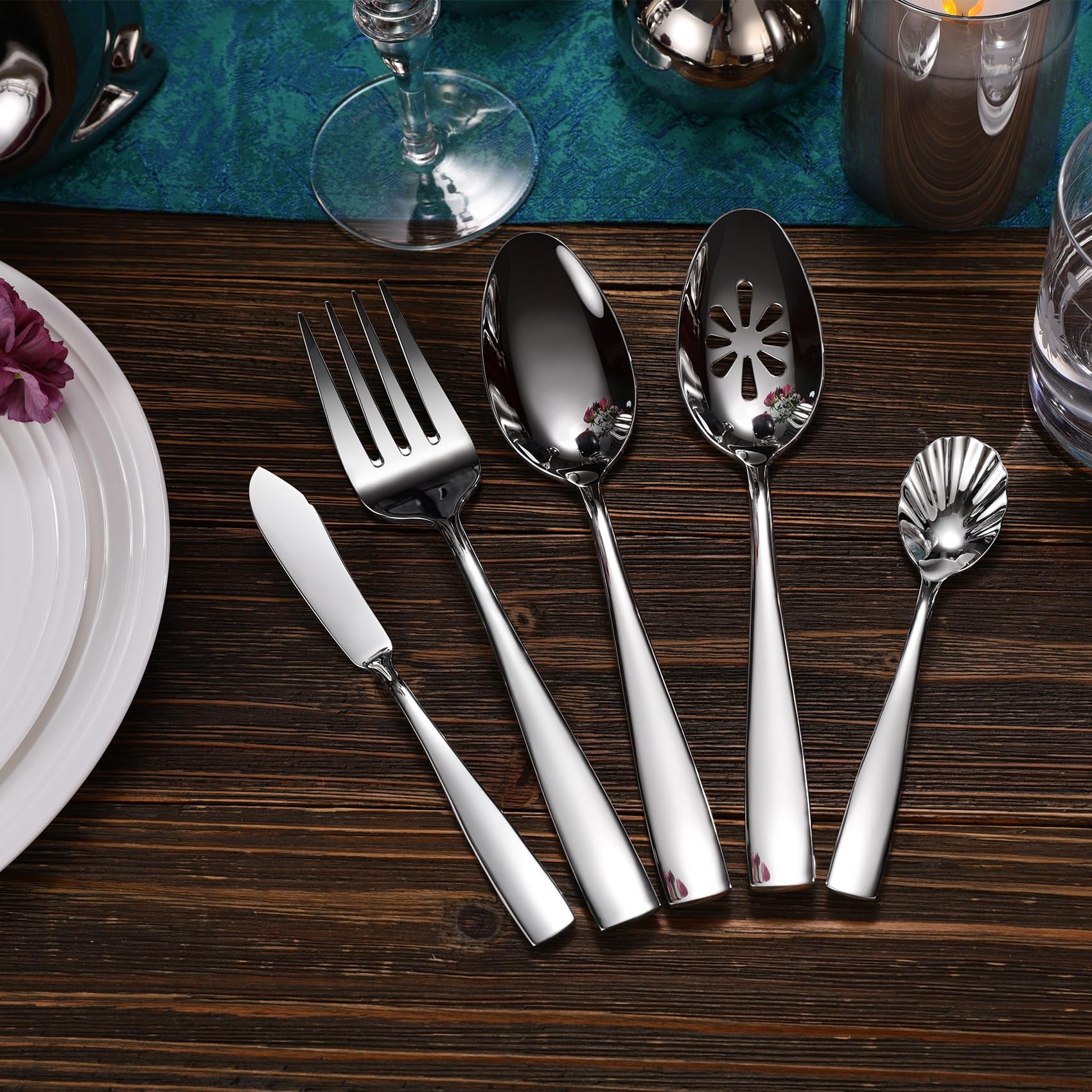 KEAWELL Premium 20/45/65-Piece Louis Silverware Set - 18/10 Stainless Steel Flatware for 4/8/12 People - Elegant Dining Utensils Set - Dishwasher Safe - Perfect for Dinner Parties, Weddings & Everyday Use (65-Piece)