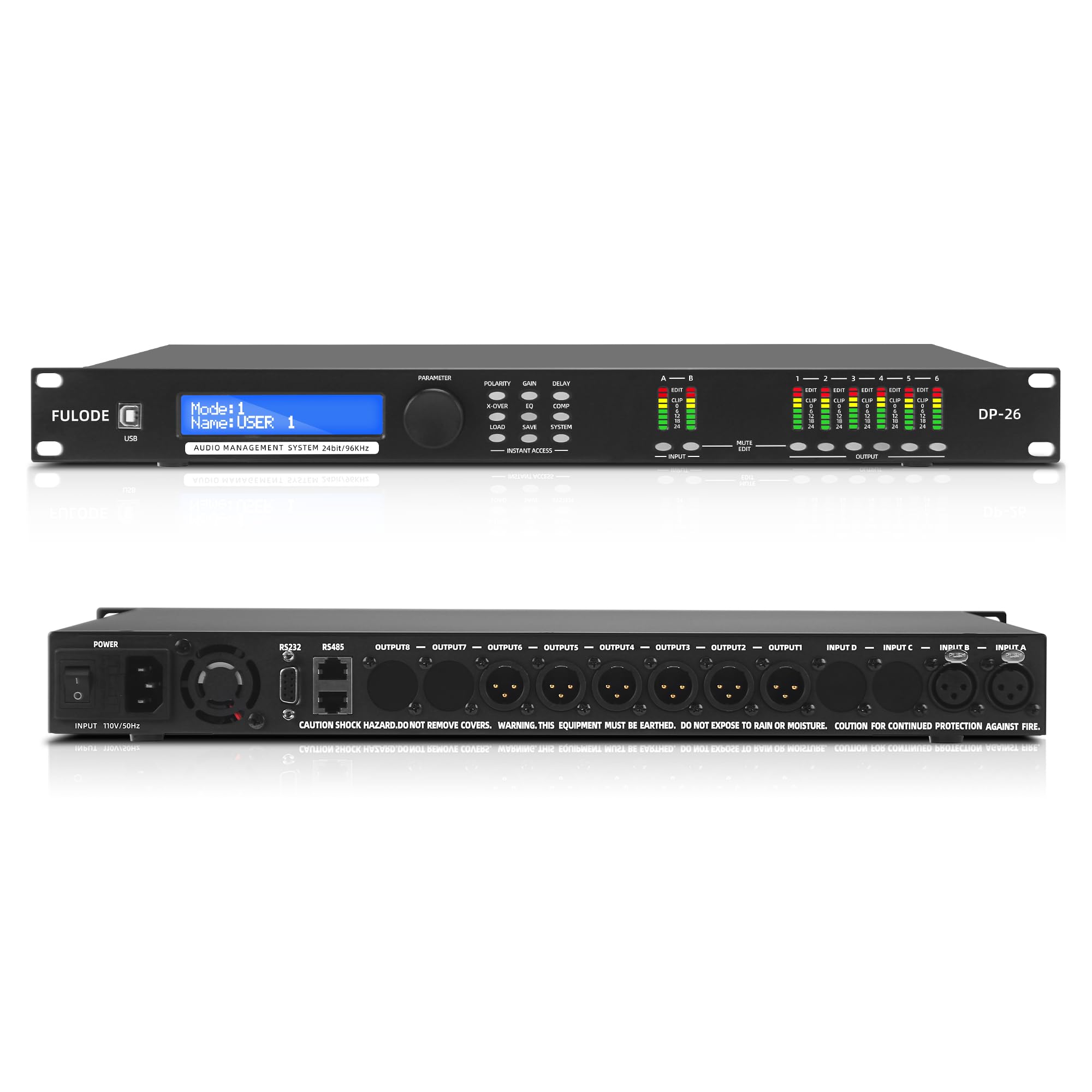 DP-26 2-In/6-Out Professional Digital Audio Processor | DSP Speaker Management System for Live Sound & Studio | All-in-One Matrix with EQ, Crossover, Mixer, Effects & Delay | Perfect for Line Arrays, PA Systems & Home Theaters