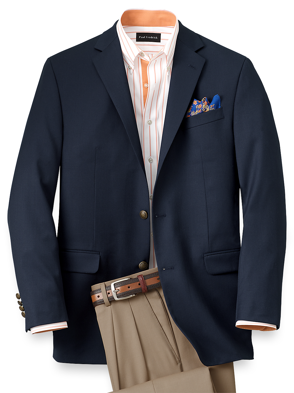 Premium Tailored Fit Wool Travel Blazer for Men - Navy Blue Slim Fit Business Casual Jacket - Perfect for Office, Business Trips & Formal Events