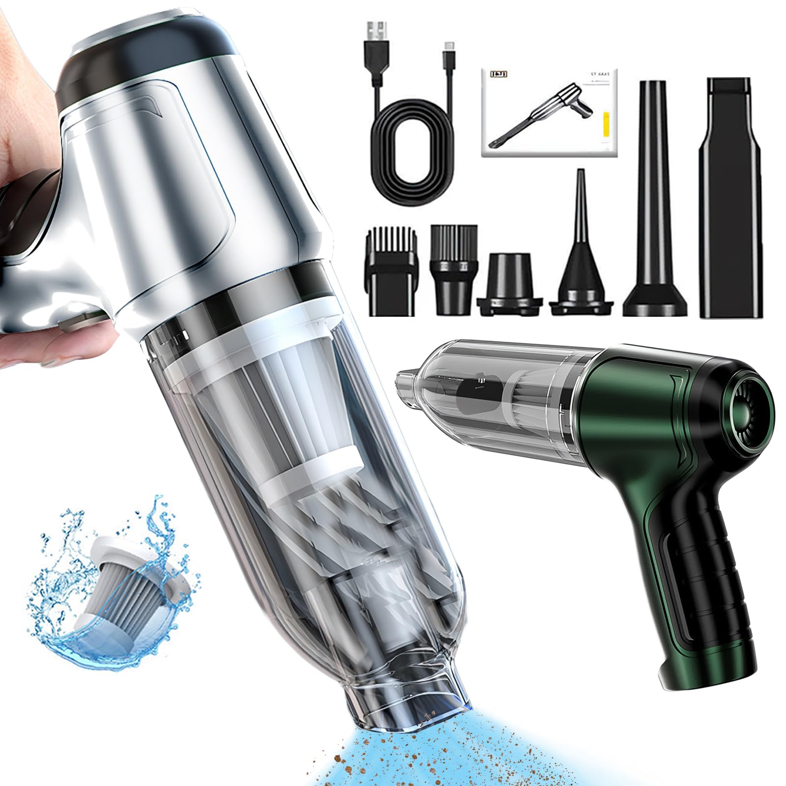 Arify Pro 2 Cordless Car Vacuum Cleaner - 12000PA Strong Suction, Brushless Motor, Ultra Quiet, Long-Lasting Battery, Modern Black Design - Perfect for Car Detailing, Home Cleaning & Pet Hair Removal