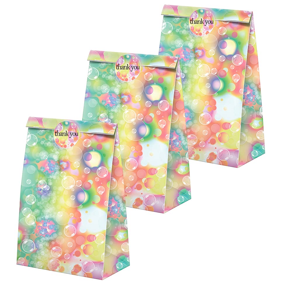 Bubble Party Favors Candy Bags with Stickers - Bubble Themed Goodie Gift Treat Bags for Birthday Parties, Baby Showers & Kids Events - Bulk Pack of 50