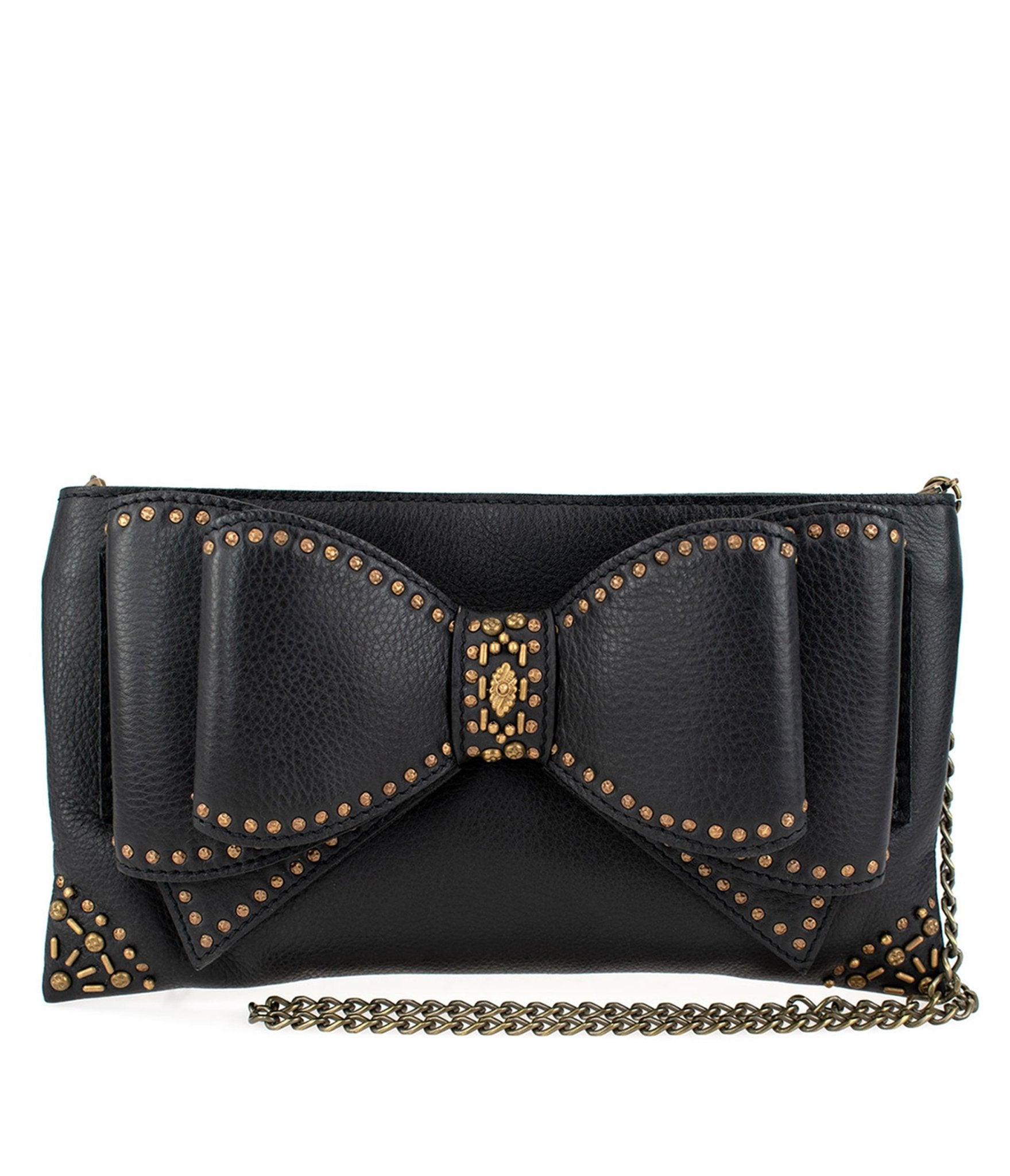 Mary Frances Black Leather Bow Handbag for Women - Elegant Shoulder Bag with Gold Accents, Perfect for Work, Parties & Evening Events