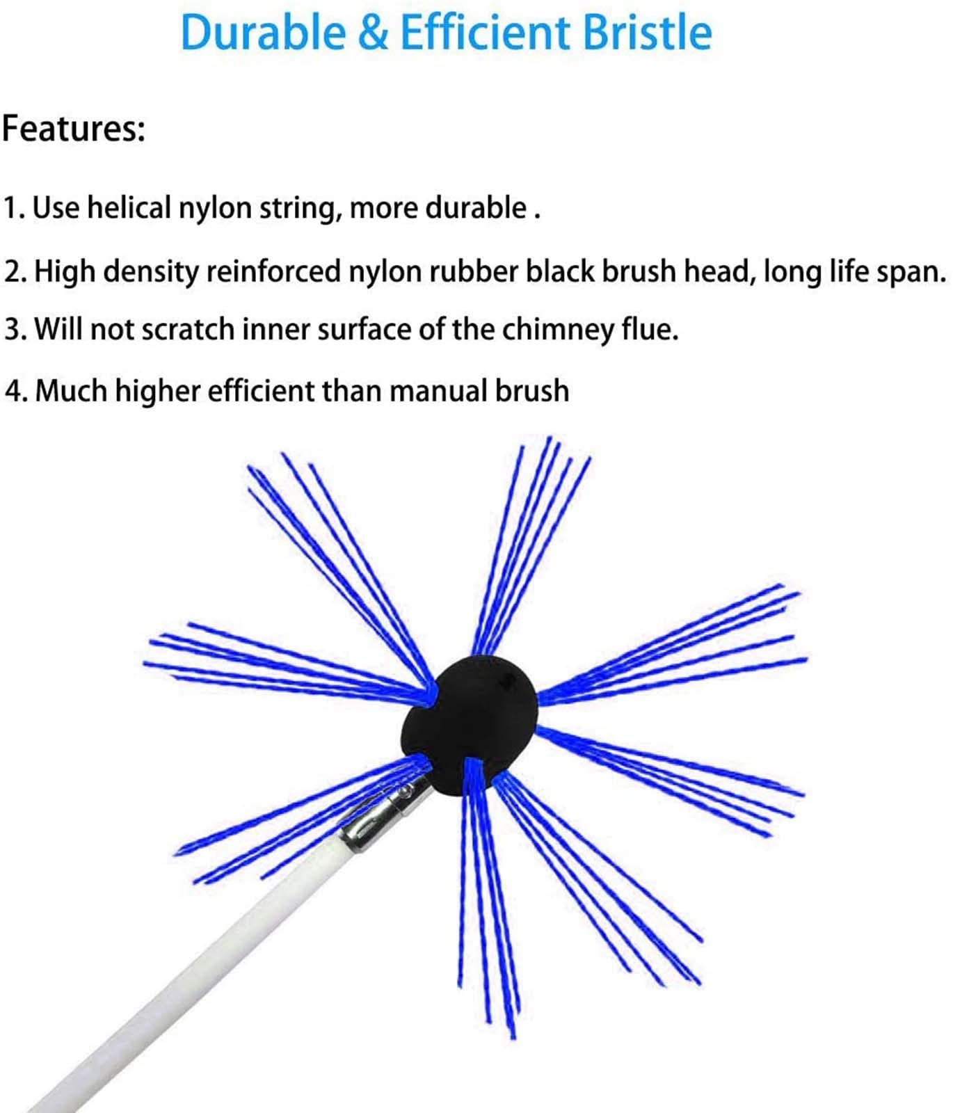 Fireplace Cleaning Kit - Chimney Sweep Brush with Rotating Whip Cleaner, 6/8/10/12 Rods for Electric Drill - Perfect for Fireplace Maintenance & Soot Removal