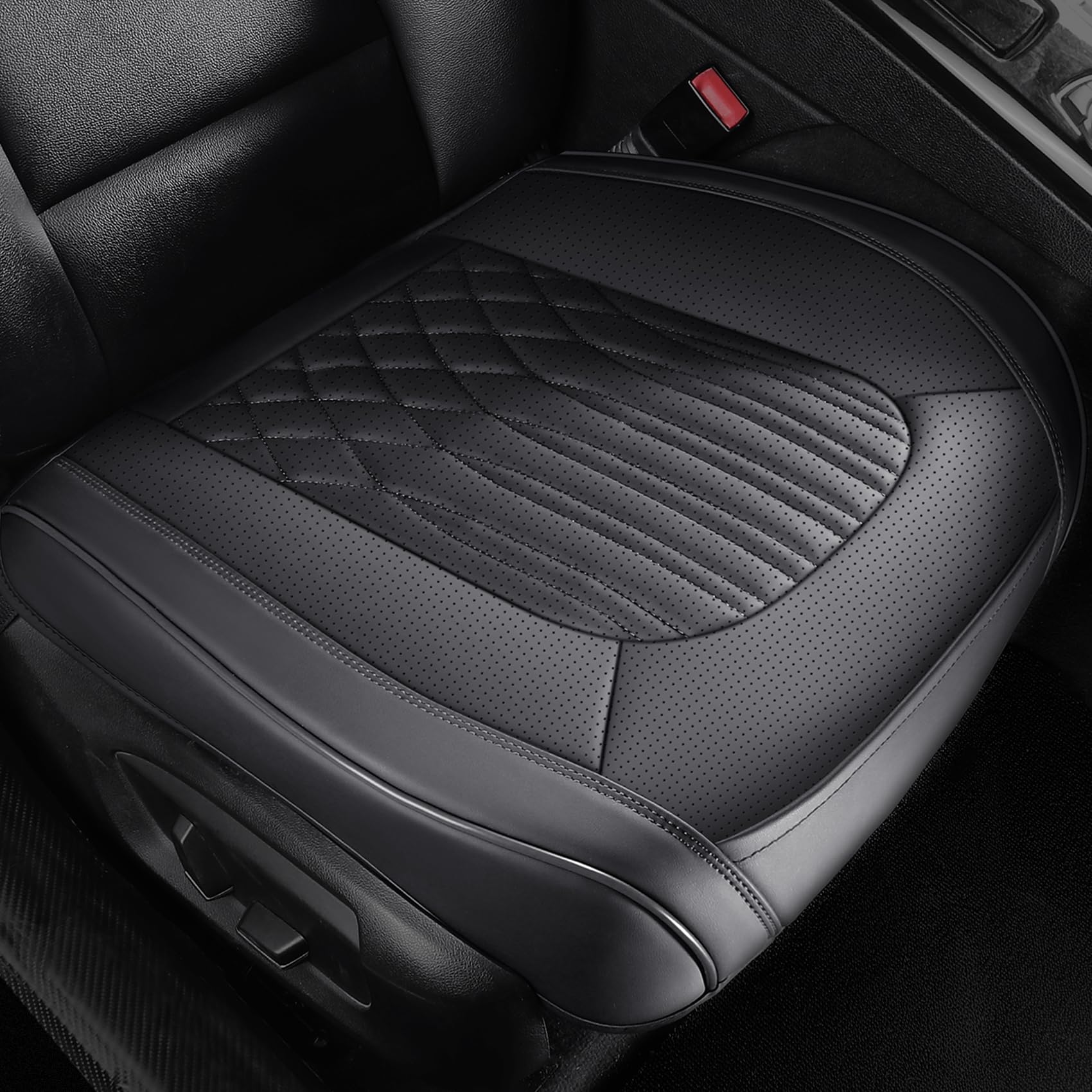 Premium PU Leather Car Seat Covers - Universal 2-Piece Front Seat Protectors with Anti-Slip Design & Storage Pockets | Fits 95% Vehicles | Perfect for Daily Commute, Road Trips & Car Interior Protection (Black)