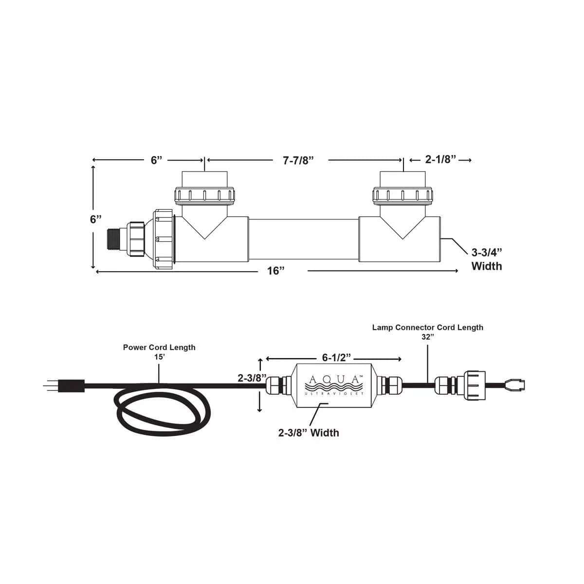 15 Watt Classic UV Sterilizer for Aquariums & Ponds | Aqua Ultraviolet Water Purifier | Kills Bacteria, Algae & Viruses | Ideal for Fish Tanks, Hydroponics & Water Filtration Systems