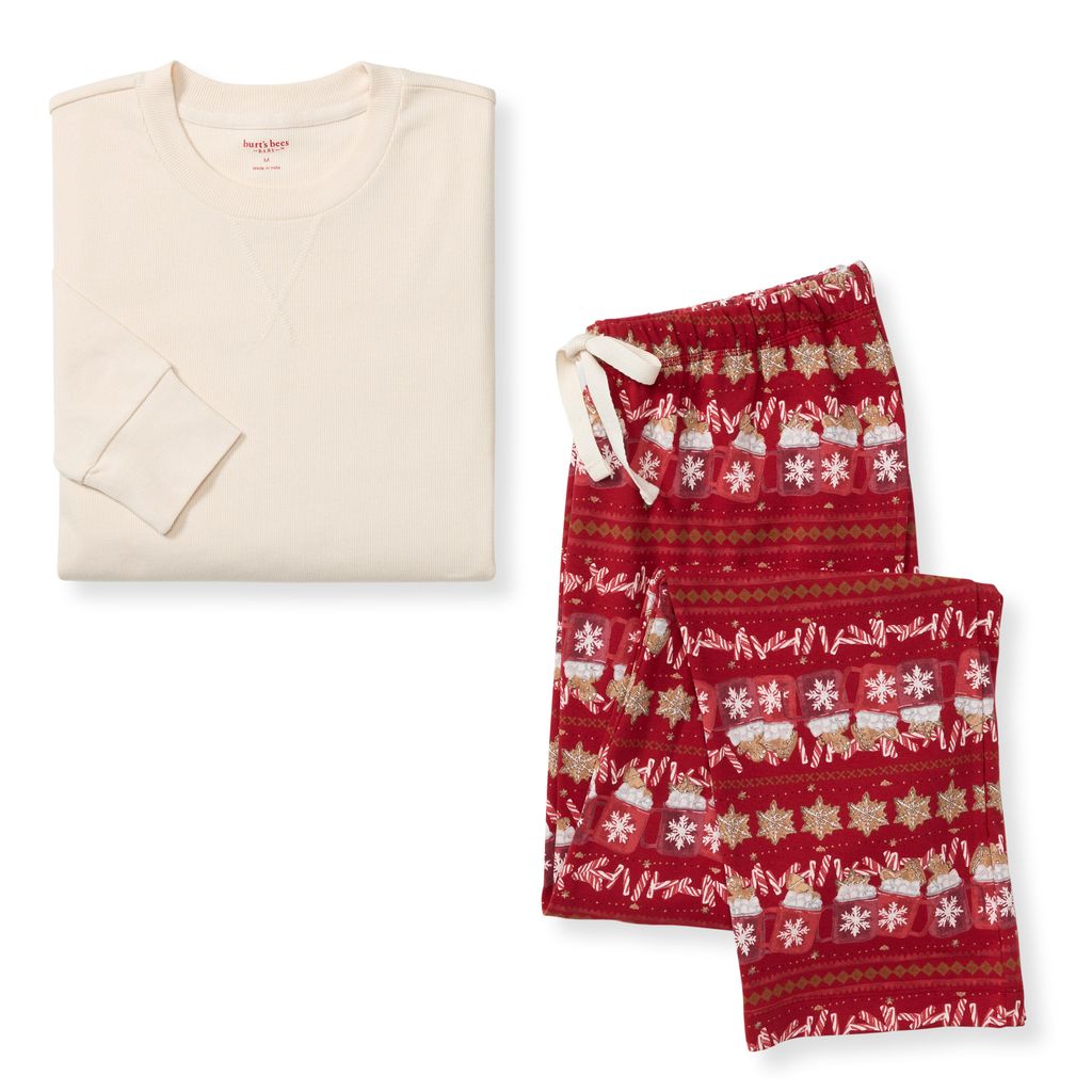 Men's Matching Family Christmas Pajama Set - Hot Cocoa & Cardinal Print Holiday Sleepwear for Couples, Parents & Kids - Cozy Winter Pajamas for Family Photos, Christmas Morning & Holiday Gatherings