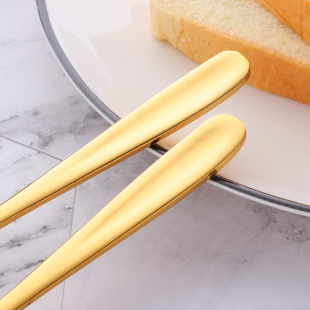 Premium 18/10 Stainless Steel Butter Knives Set of 8 - 6.1 Inch Gold Cheese Spreaders with Elegant Black Gift Box, Dishwasher Safe - Perfect for Dinner Parties, Cheese Boards & Gourmet Gifts