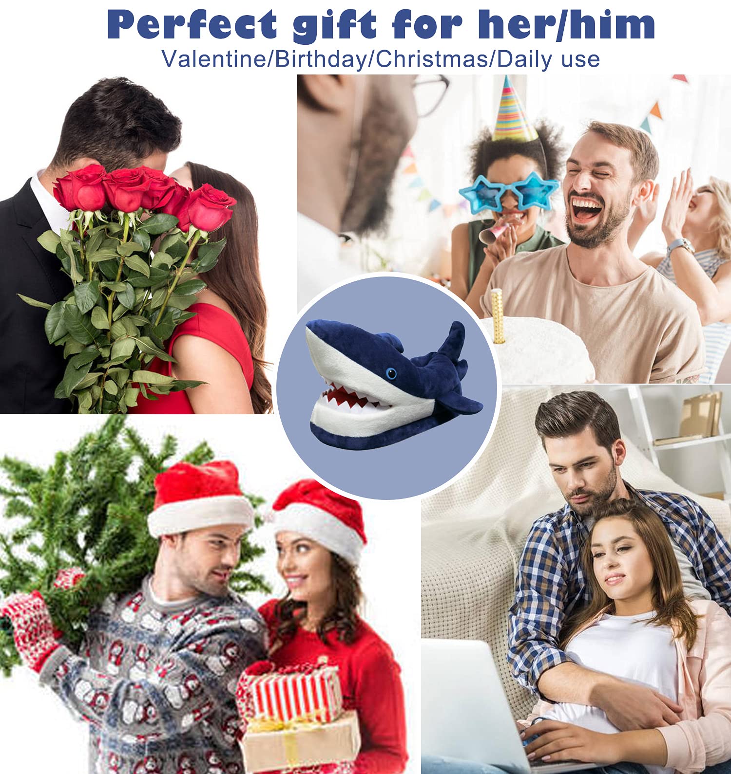 Women's & Men's Fluffy Animal Slippers - Shark & Whale Fish Design Cozy House Shoes for Indoor Comfort, Gifts & Winter Wear