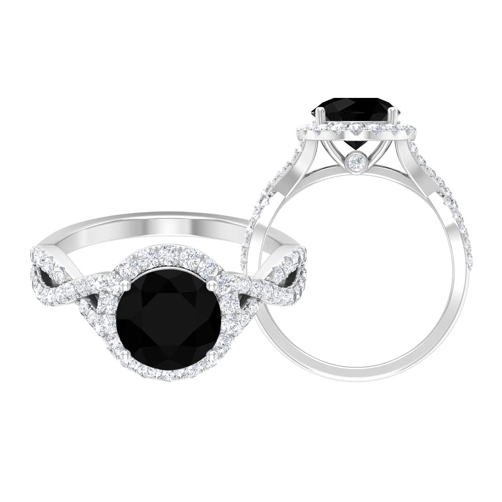 3.25 CT Black Spinel & Moissanite Engagement Ring for Women - 14K Solid Gold Criss Cross Wedding Band - Elegant Black Gemstone Jewelry for Anniversary, Proposal & Special Occasions