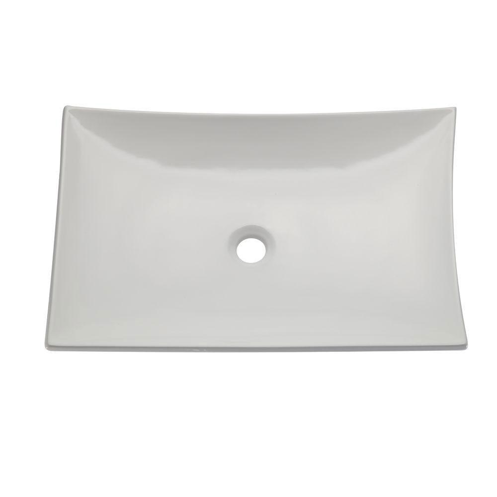 Decolav 1443 CWH White Vitreous China Above Counter Bathroom Sink - Curved Rectangle Design for Modern Vanities | Perfect for Powder Rooms & Guest Baths