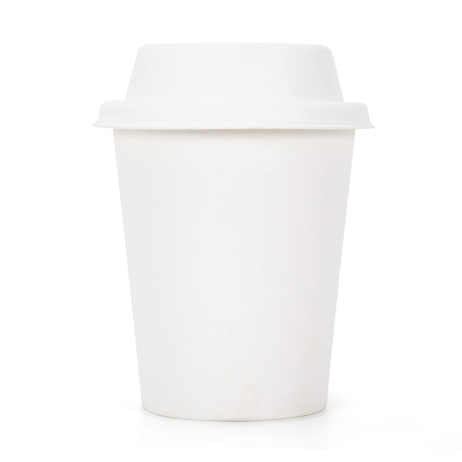 SANWALSA 25-Pack Biodegradable Paper Coffee Cups with Lids, 240ml (8oz) - White Disposable Tea & Coffee Cups for Home, Office, or Cafe Use