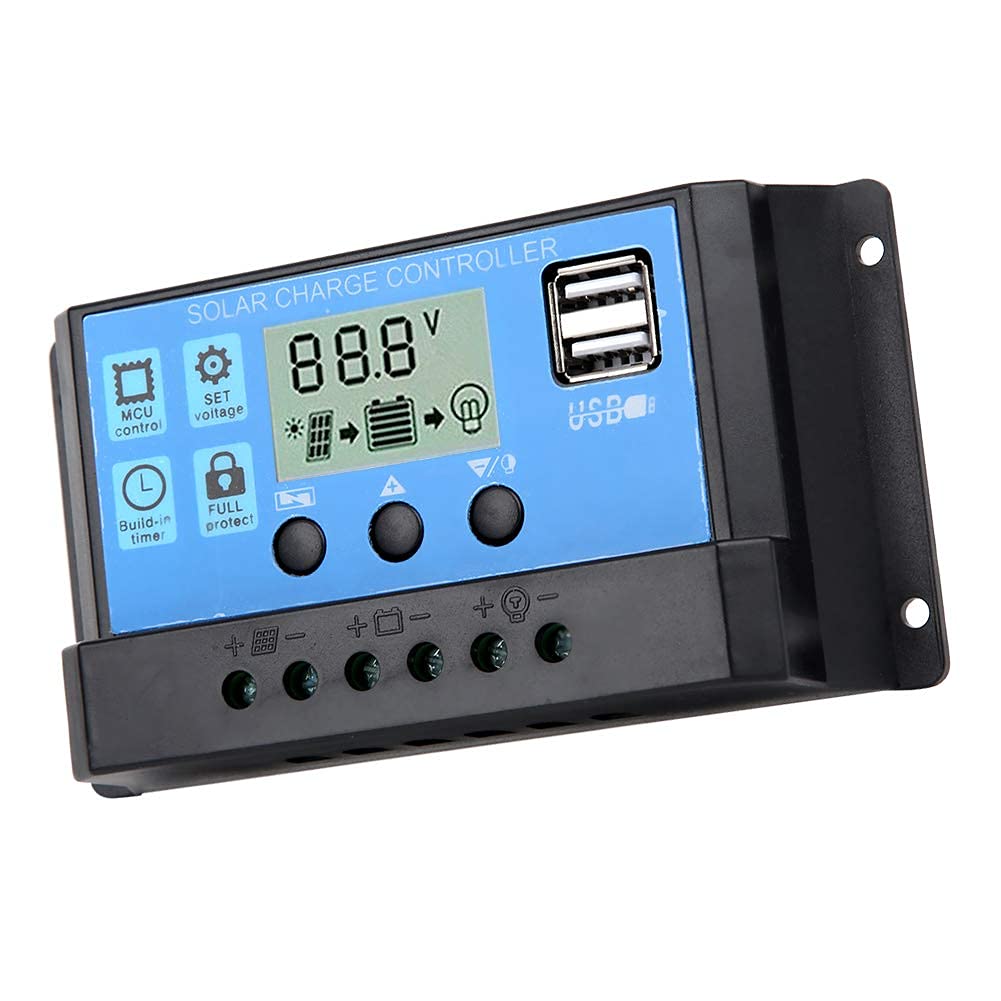 12V 24V Solar Charge Controller - Leftwei Automatic Portable Solar Panel Regulator for Outdoor Camping, RV, Boat & Home Solar Power Systems