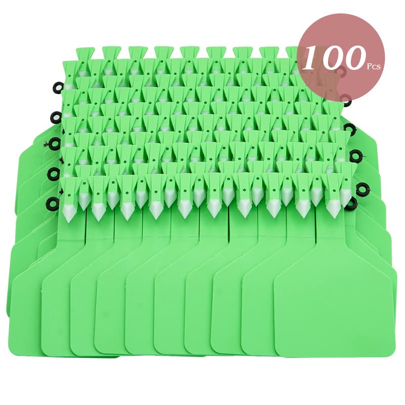 100Pcs Blank Plastic Livestock Ear Tags - Large TPU Animal Identification Tags for Cattle, Cows, Sheep, Goats & Horses | Durable Farm Ear Markers for Livestock Management & Breeding Tracking