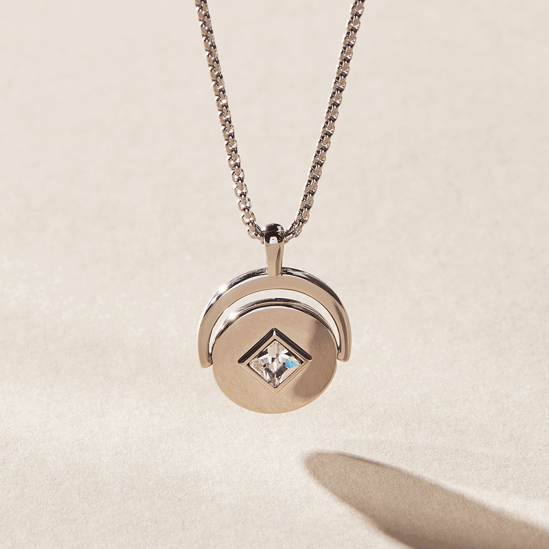April Birthstone & Flower Flip Charm Necklace - Sterling Silver Dainty Pendant Jewelry for Women - Perfect Birthday Gift & Everyday Wear