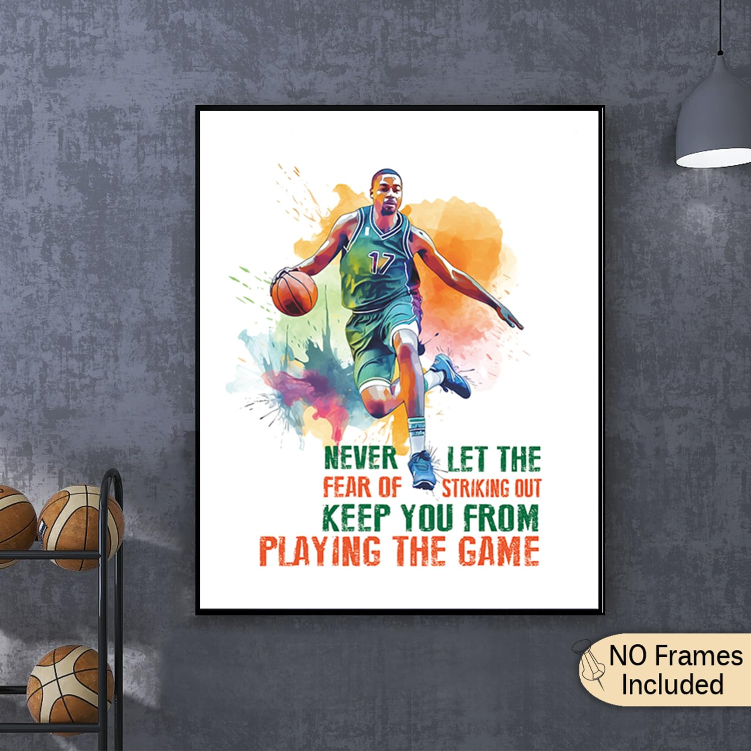 Inspirational Basketball Posters for Bedroom - Motivational Sports Wall Art with Positive Quotes - Set of 6 (8x10 Inch) - Perfect for Boys & Men's Room Decor, Game Room, Office, or Gym