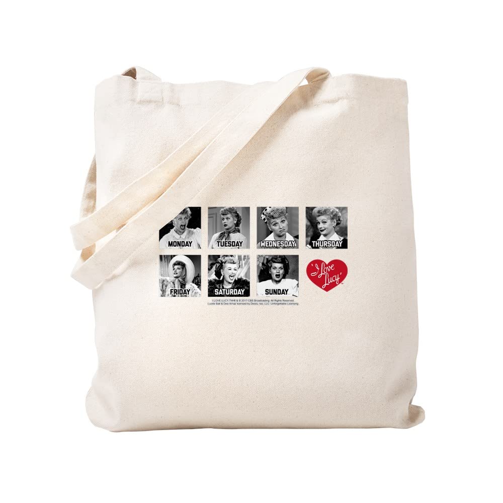 Lucy Days of the Week Tote Bag - Natural Canvas Reusable Shopping Bag for Groceries, Beach & Work | Eco-Friendly Cotton Tote with Fun Weekly Design