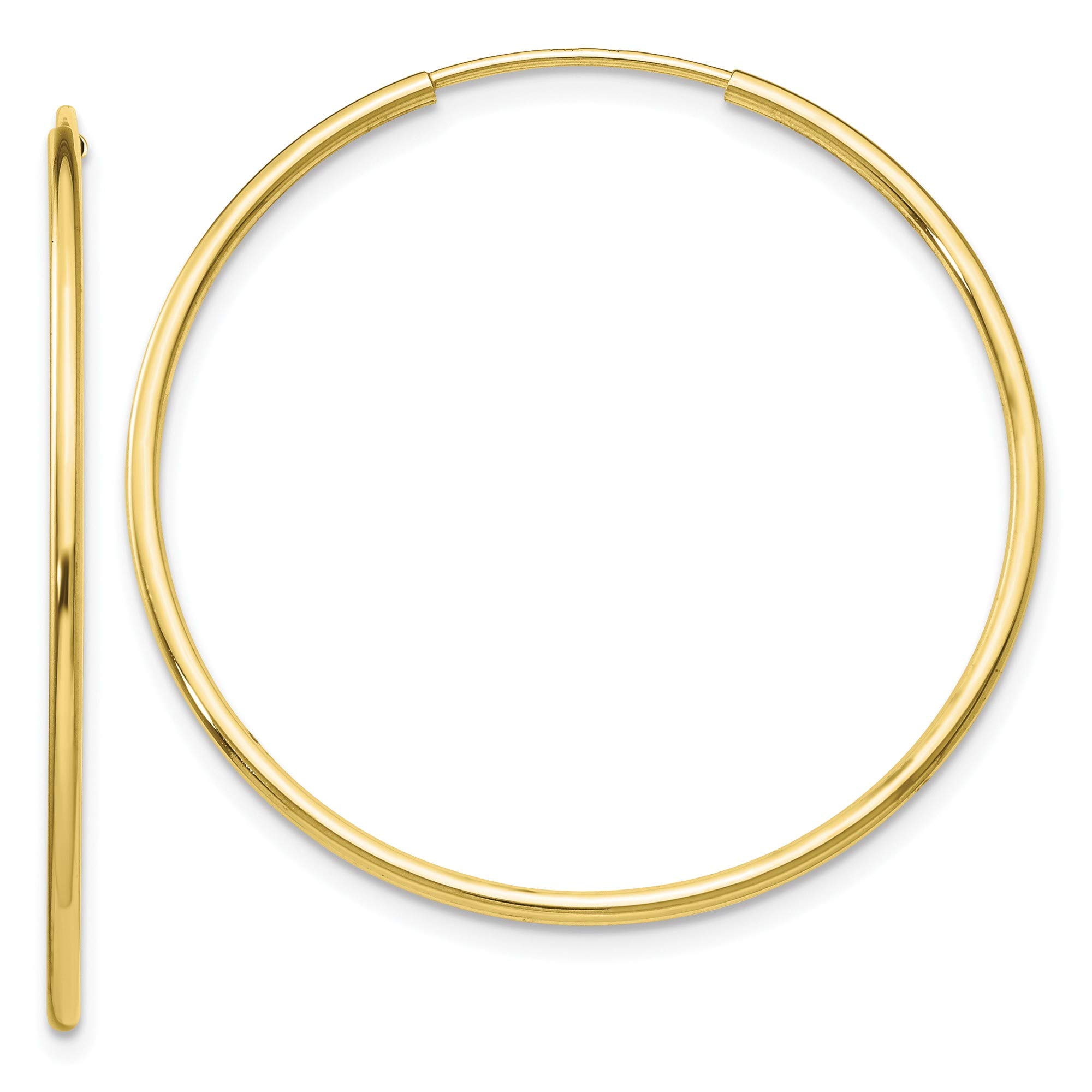 10k Yellow Gold Polished Endless Tube Hoop Earrings for Women – Elegant & Hypoallergenic – Perfect for Everyday Wear, Parties & Special Occasions
