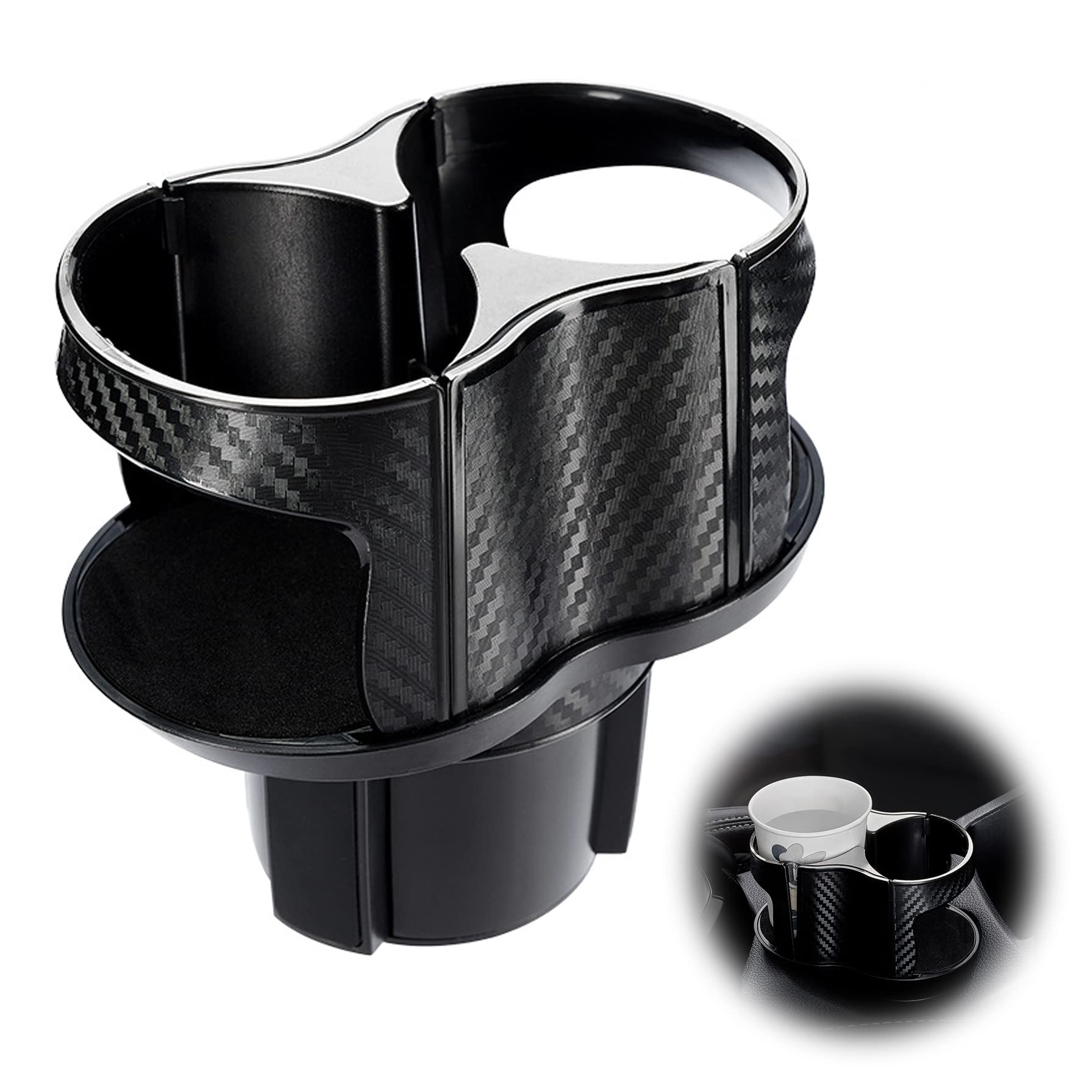 Universal 2-in-1 Car Cup Holder Expander - Adjustable Multifunctional Drink Holder with Elastic Open-Close Design for Hydro Flask, Water Bottles & Travel Mugs - Perfect for Road Trips, Commuting & Daily Driving