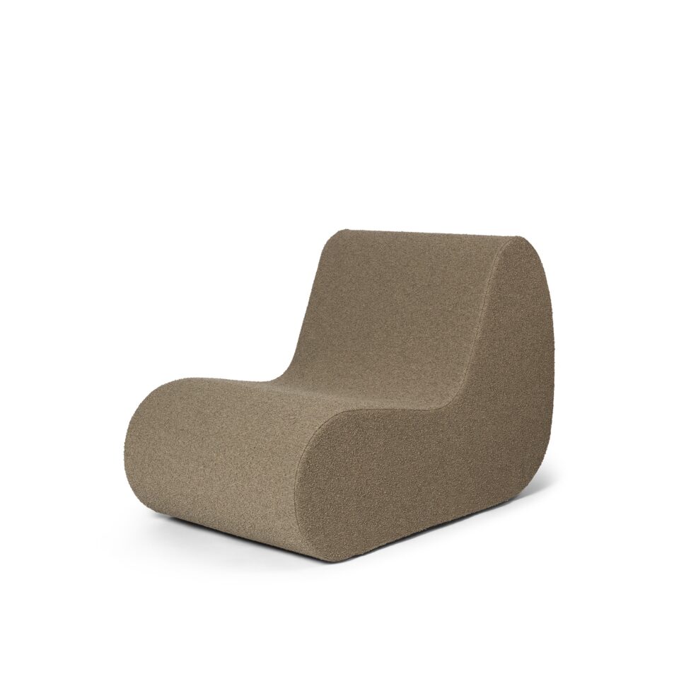 FERM LIVING Rouli Centre Module - Pure Bouclé/Sand Modular Sofa | Modern Scandinavian Living Room Furniture | Perfect for Small Spaces & Cozy Home Decor
