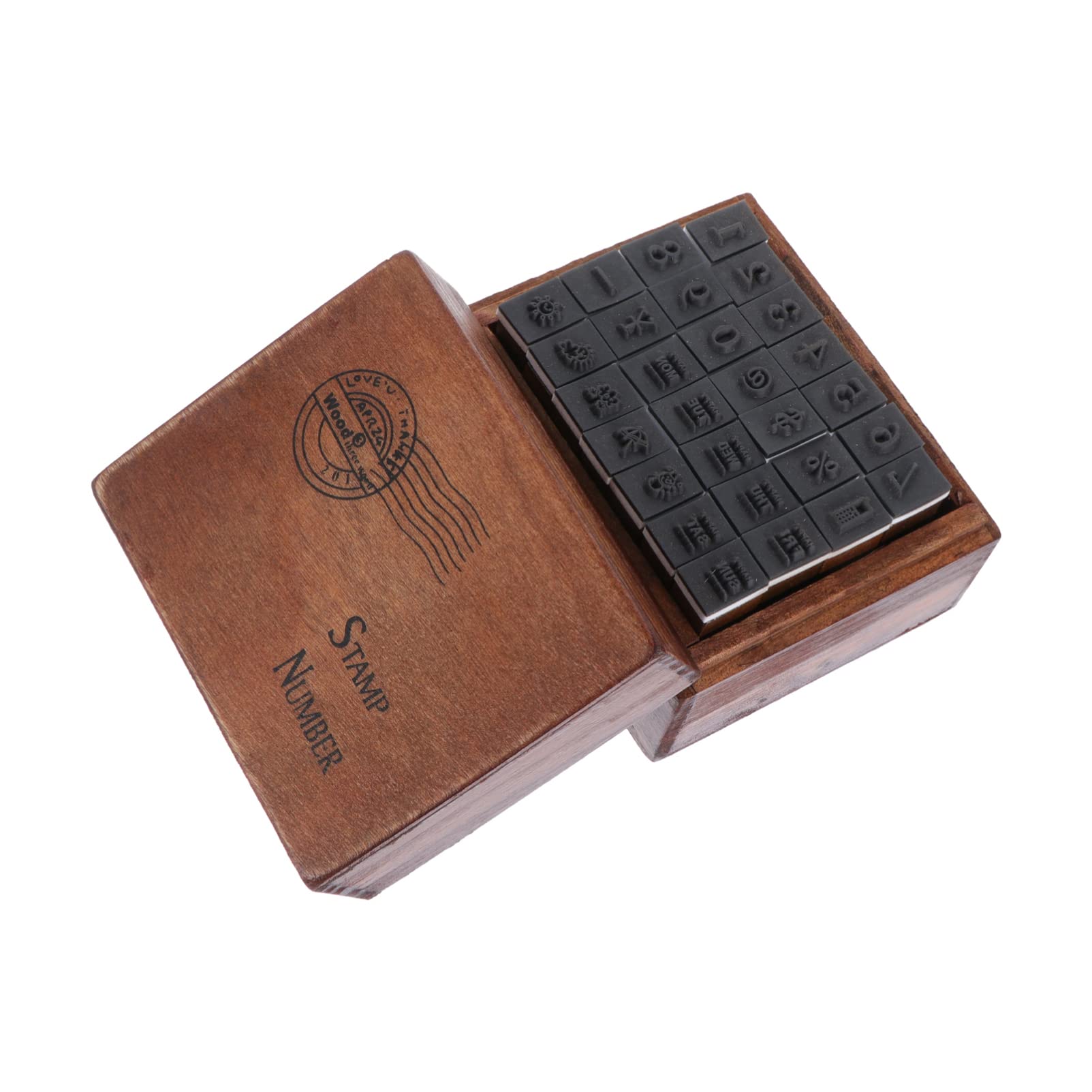 Vintage Wooden Rubber Alphabet & Number Stamps Set with Storage Box - DIY Scrapbooking, Gift Card Making, Painting & Crafting - Perfect for Home Decor, School Projects & Handmade Card Creation (1 Set)
