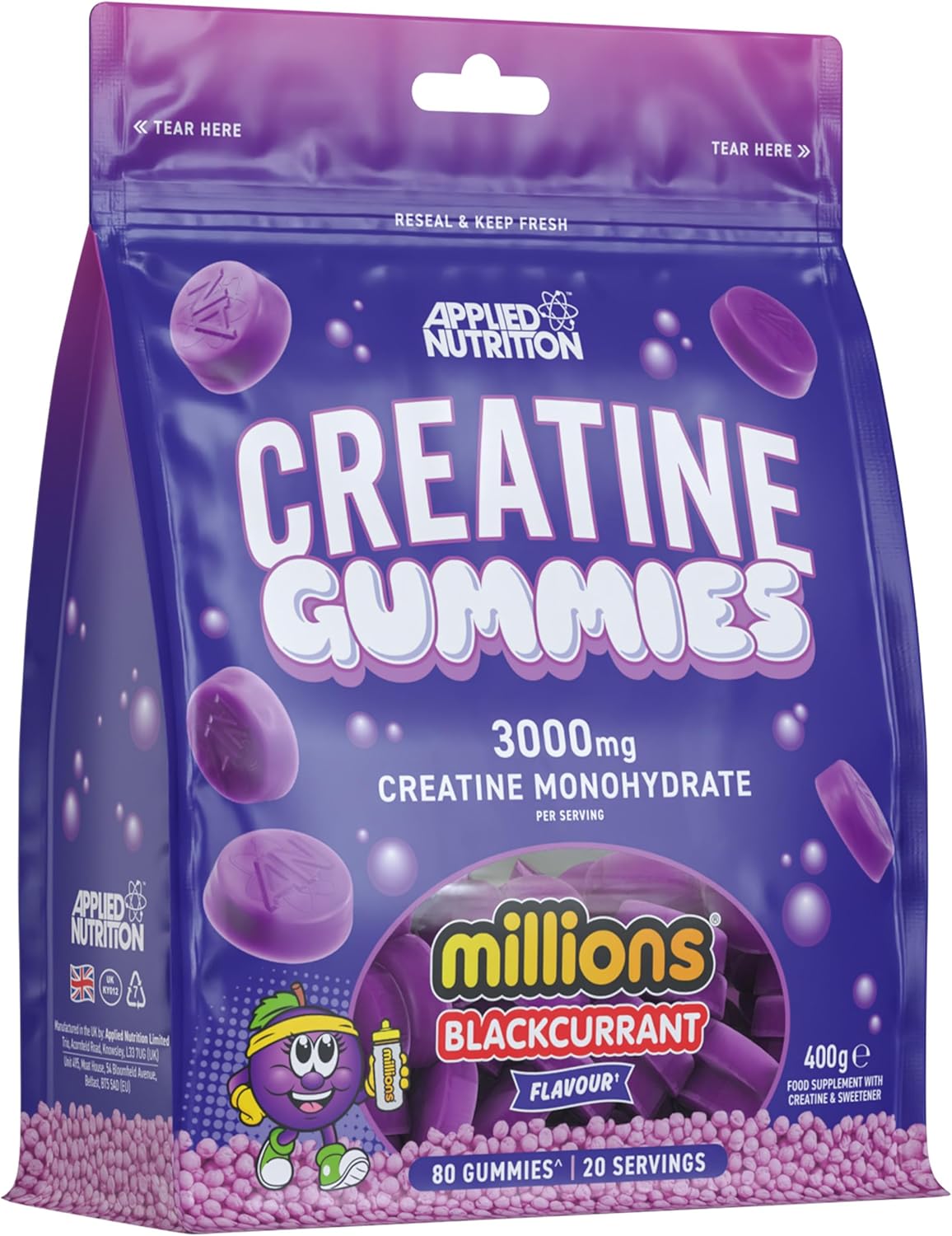 Applied Nutrition 80 Creatine Gummies for Muscle Growth & Recovery - Delicious Chewable Supplement for Athletes & Fitness Enthusiasts | Pre-Workout & Post-Workout Support