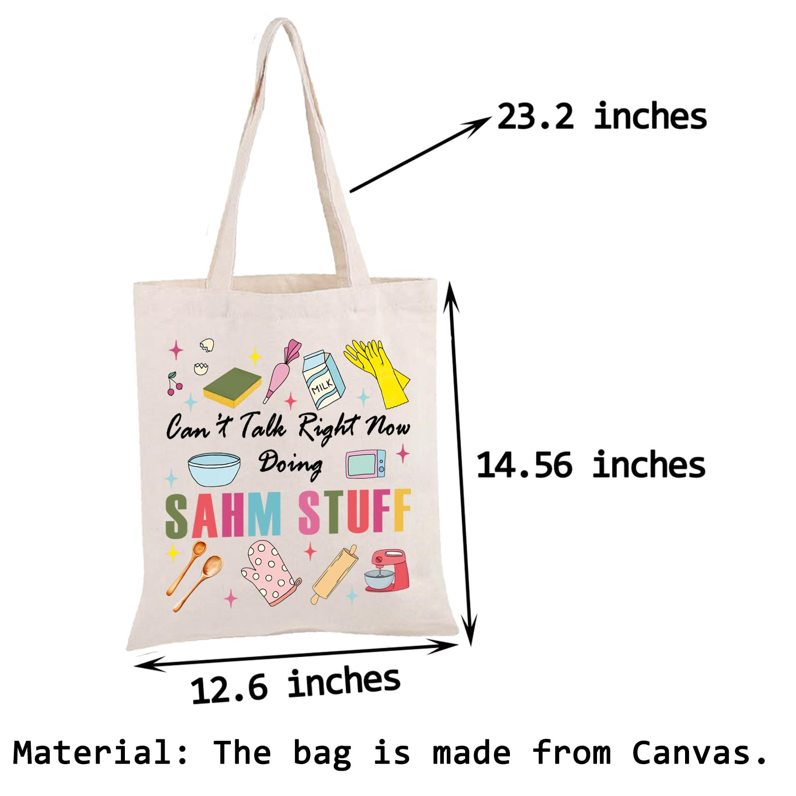 PWHAOO Stay-At-Home Mom Tote Bag - 'Can't Talk Right Now Doing SAHM Stuff' Funny Mother's Day Gift - Perfect for Grocery Shopping, Playdates & Daily Errands