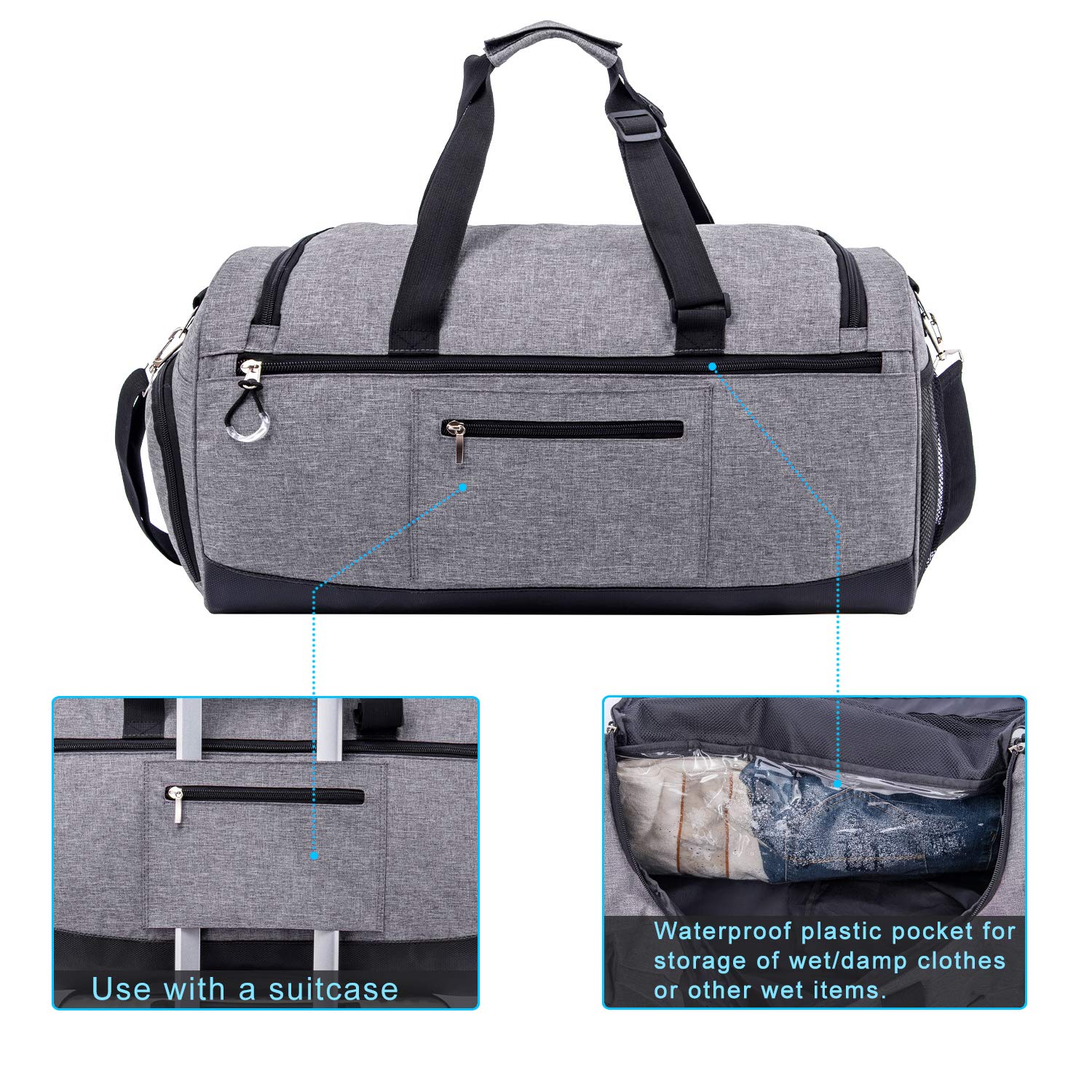 Kuston Sports Gym Bag with Separate Shoes Compartment & Wet Pocket - Durable Gym Duffel Bag for Men & Women - Perfect for Workouts, Travel & Overnight Trips