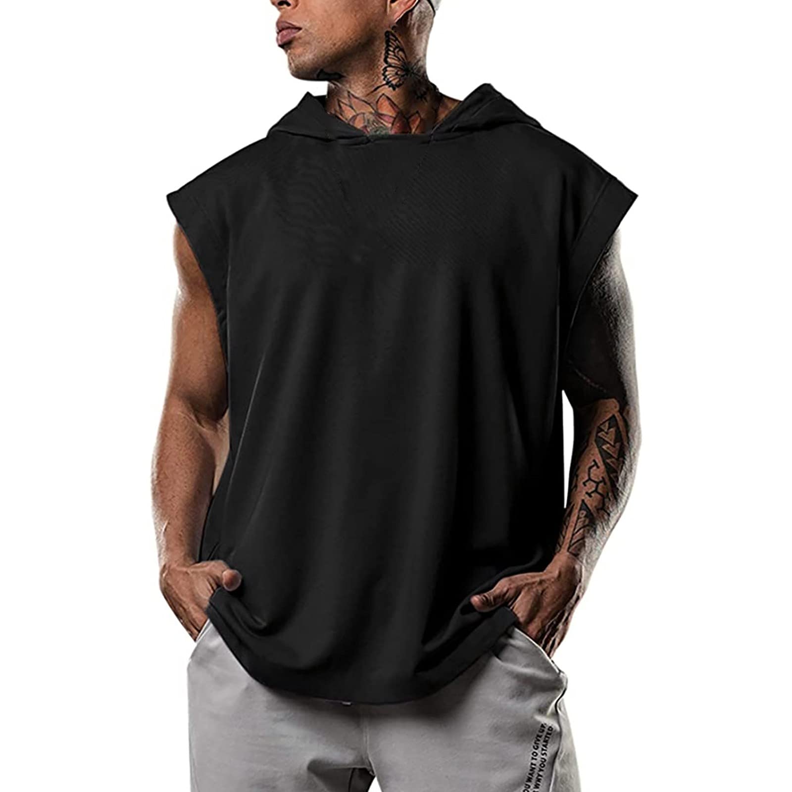 Men's Fitness Hooded Muscle Tank Top - Bodybuilding Sleeveless Workout Shirt for Gym & Training | Breathable Athletic Wear for Men