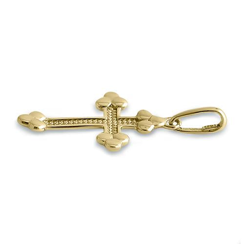 14K Yellow Gold Rustic Cross Pendant for Women - Dainty Religious Jewelry Gift for Baptism, Confirmation & Everyday Faith - Elegant Necklace for Church, Weddings & Special Occasions