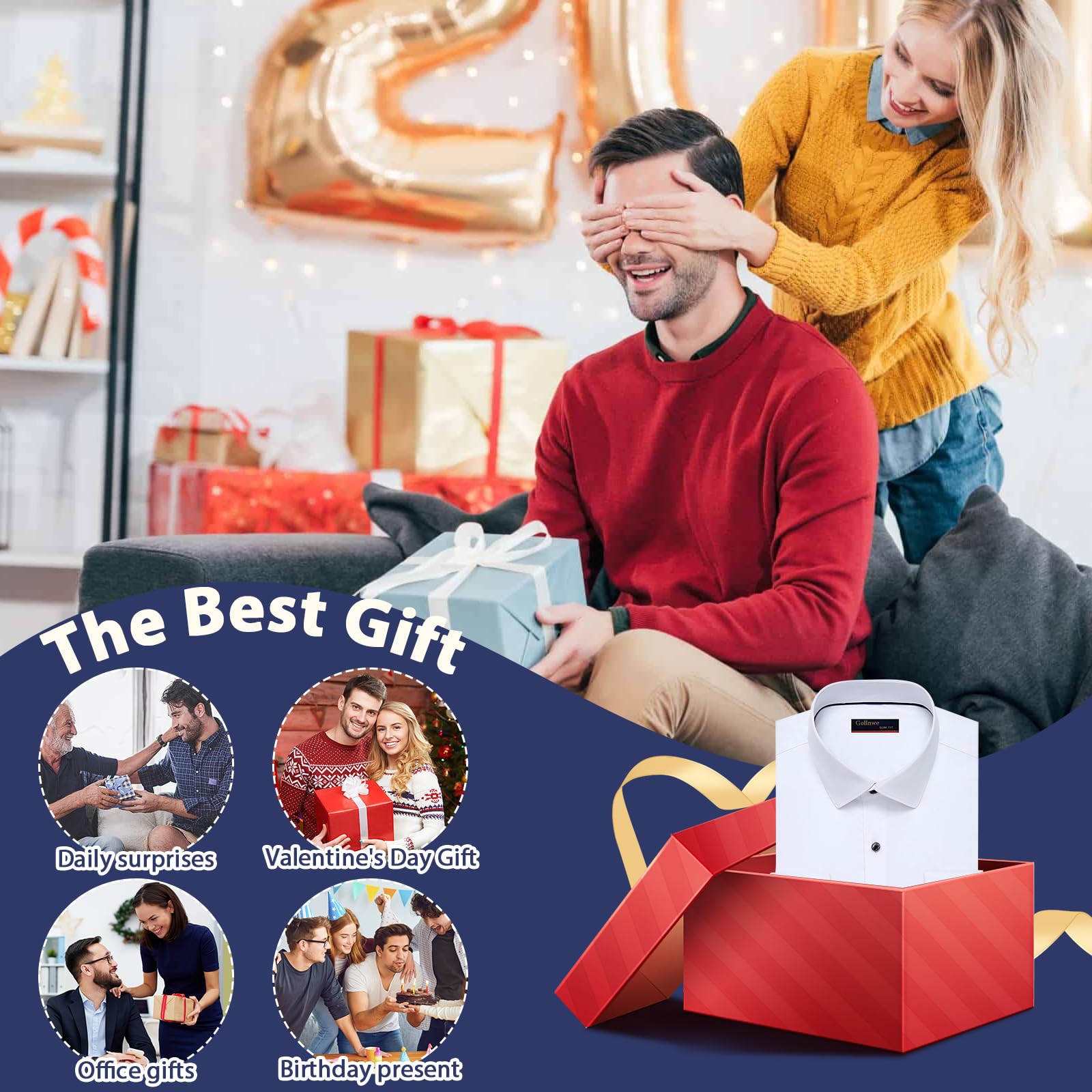 Premium Slim Fit French Cuff Dress Shirt for Men | Spread Collar with Metal Cufflinks | Formal Business Attire, Wedding & Office Wear