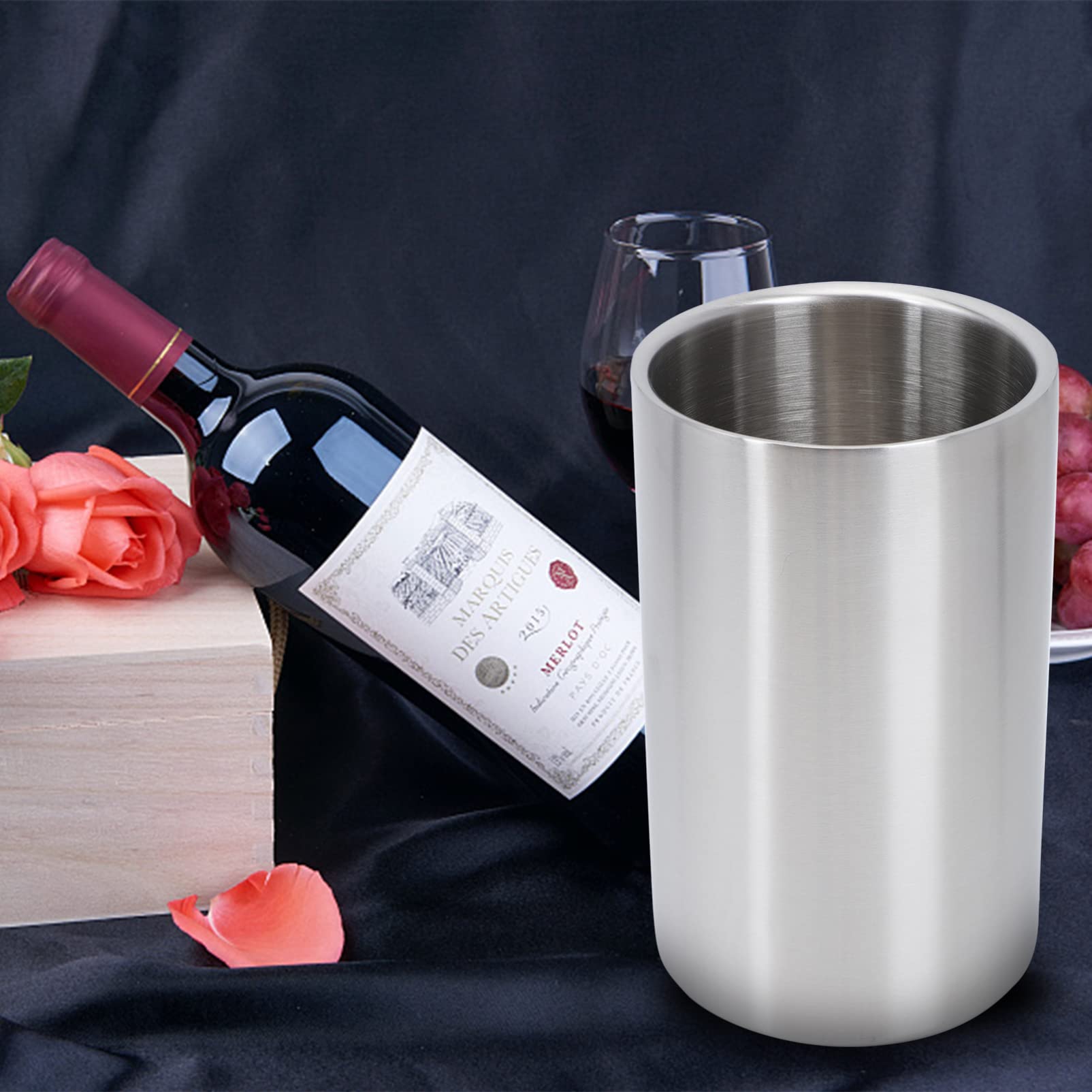 Hemoton 1pc Stainless Steel Double Layer Ice Bucket - Beer, Wine & Cocktail Cooler for Parties, Bars & Home Use - Keeps Drinks Chilled for Hours - Perfect for Outdoor BBQs, Weddings & Pool Parties