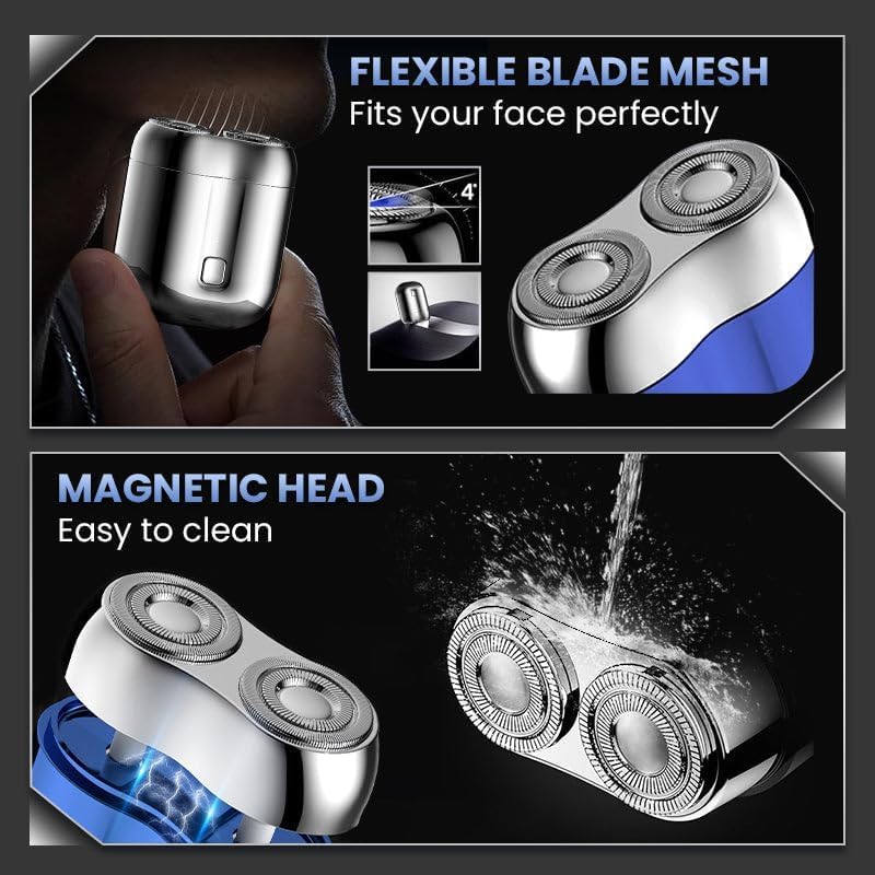 Upgraded Mini Dual-Head Electric Shaver - USB Rechargeable, Waterproof, Compact Travel Razor for Men - Perfect for Home, Office, Car & Business Trips (Gray) | Portable Grooming for Beards & Stubble on the Go