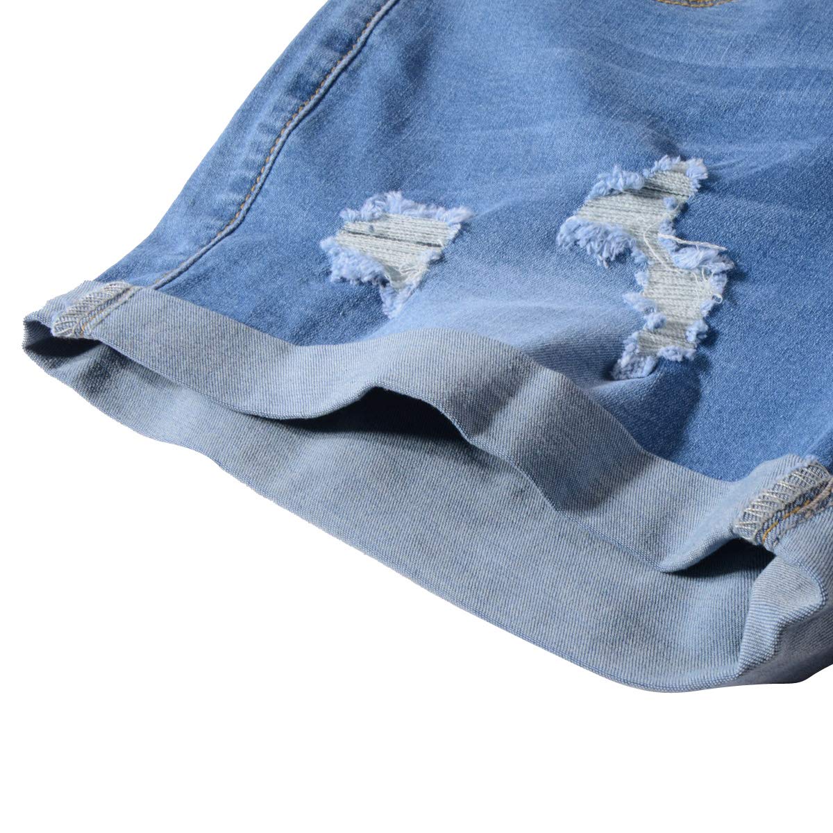 Vanberfia Women's Stretchy Denim Mid Rise Jean Shorts with Pockets - Comfortable Casual Summer Shorts for Beach, Travel & Everyday Wear